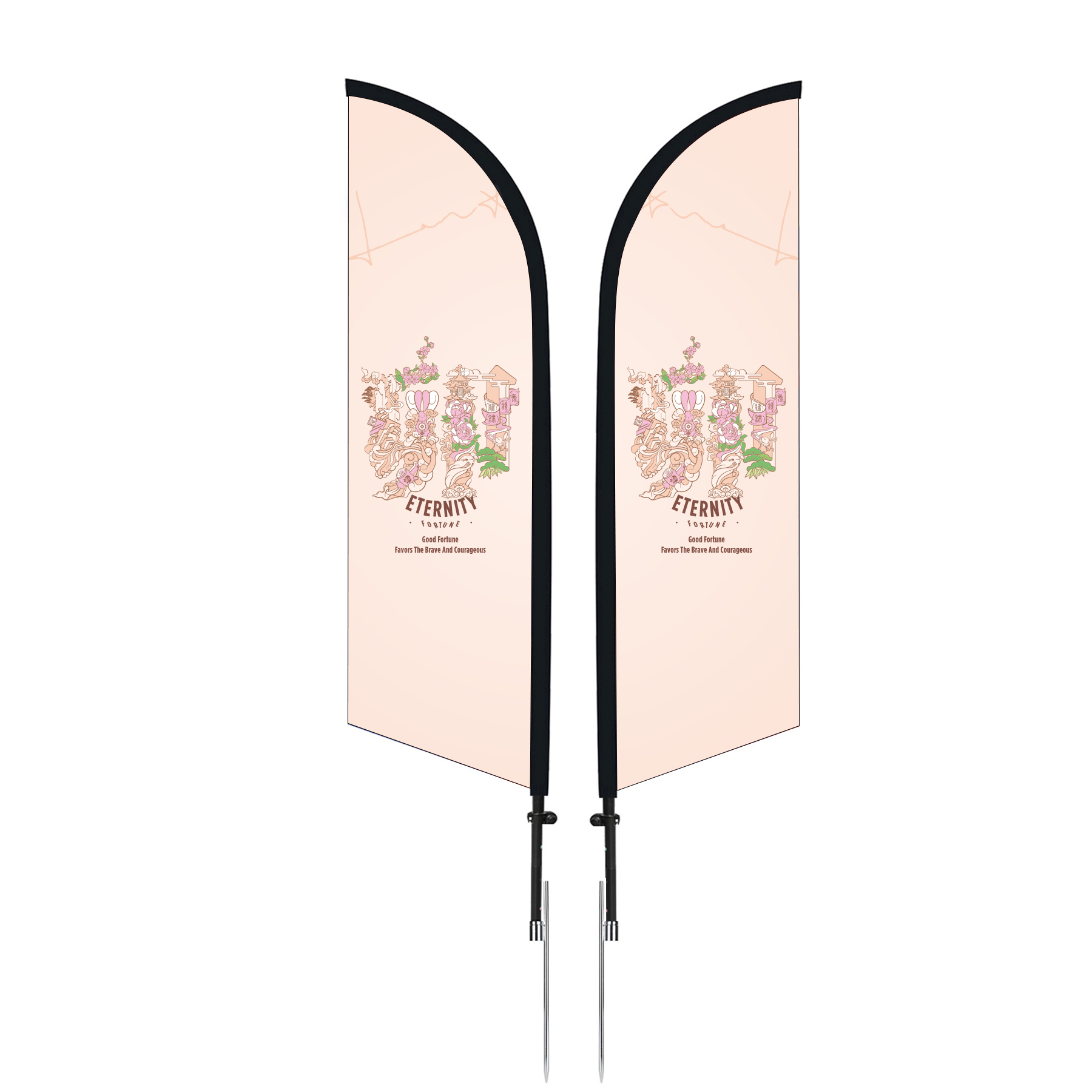 11' Double-Sided Custom Feather Flag with Ground Spike