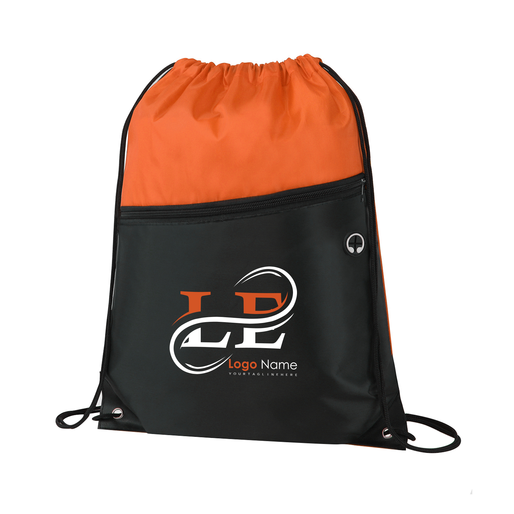 Dual-Tone Drawstring Backpack With Front Zipper
