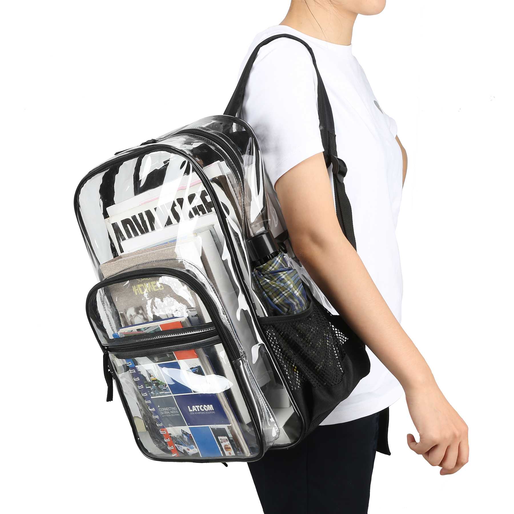 17.3-Inch High-Capacity Clear Backpack (0.4mm PVC)