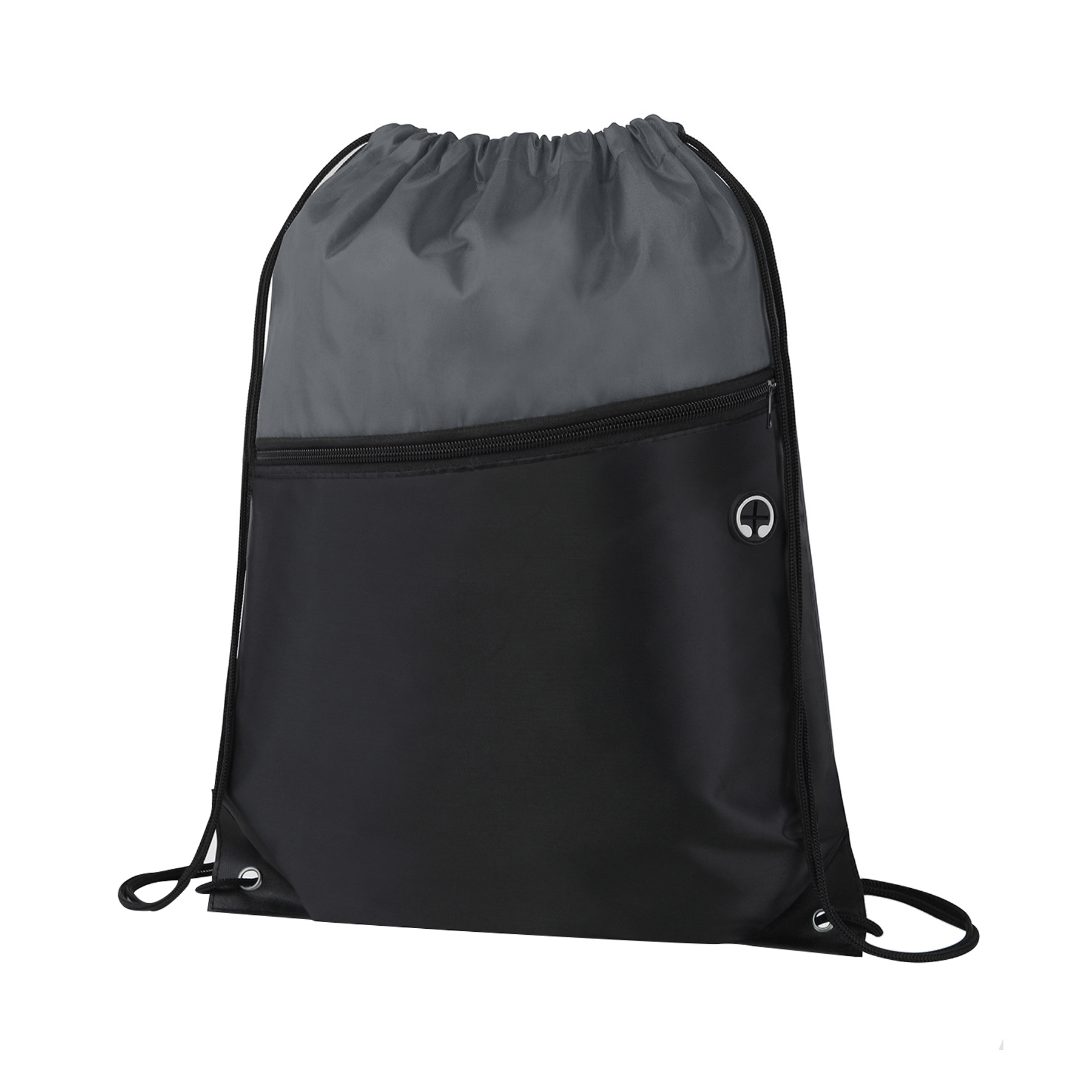 Dual-Tone Drawstring Backpack With Front Zipper