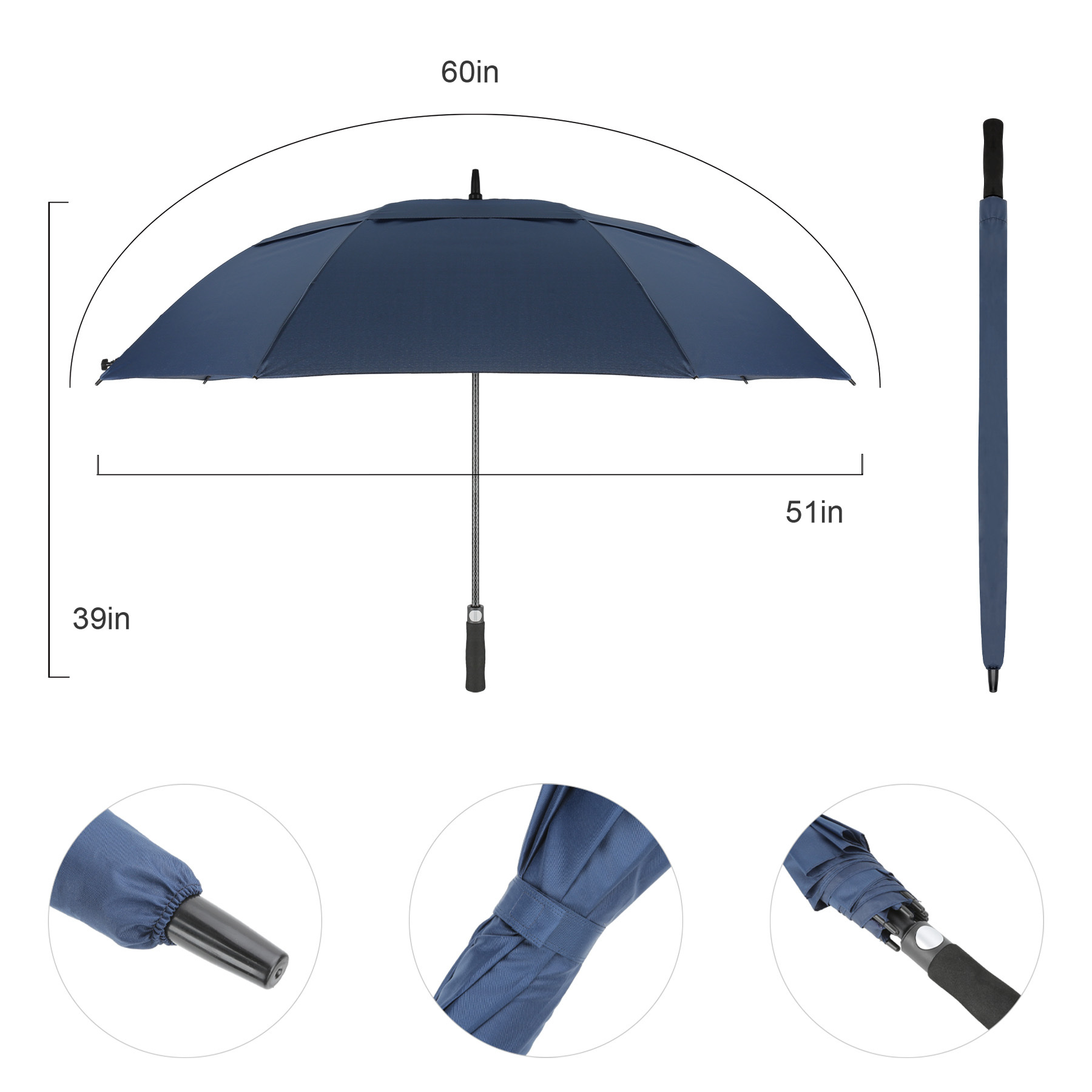 60-Inch Automatic Golf Umbrella (Vented Canopy)