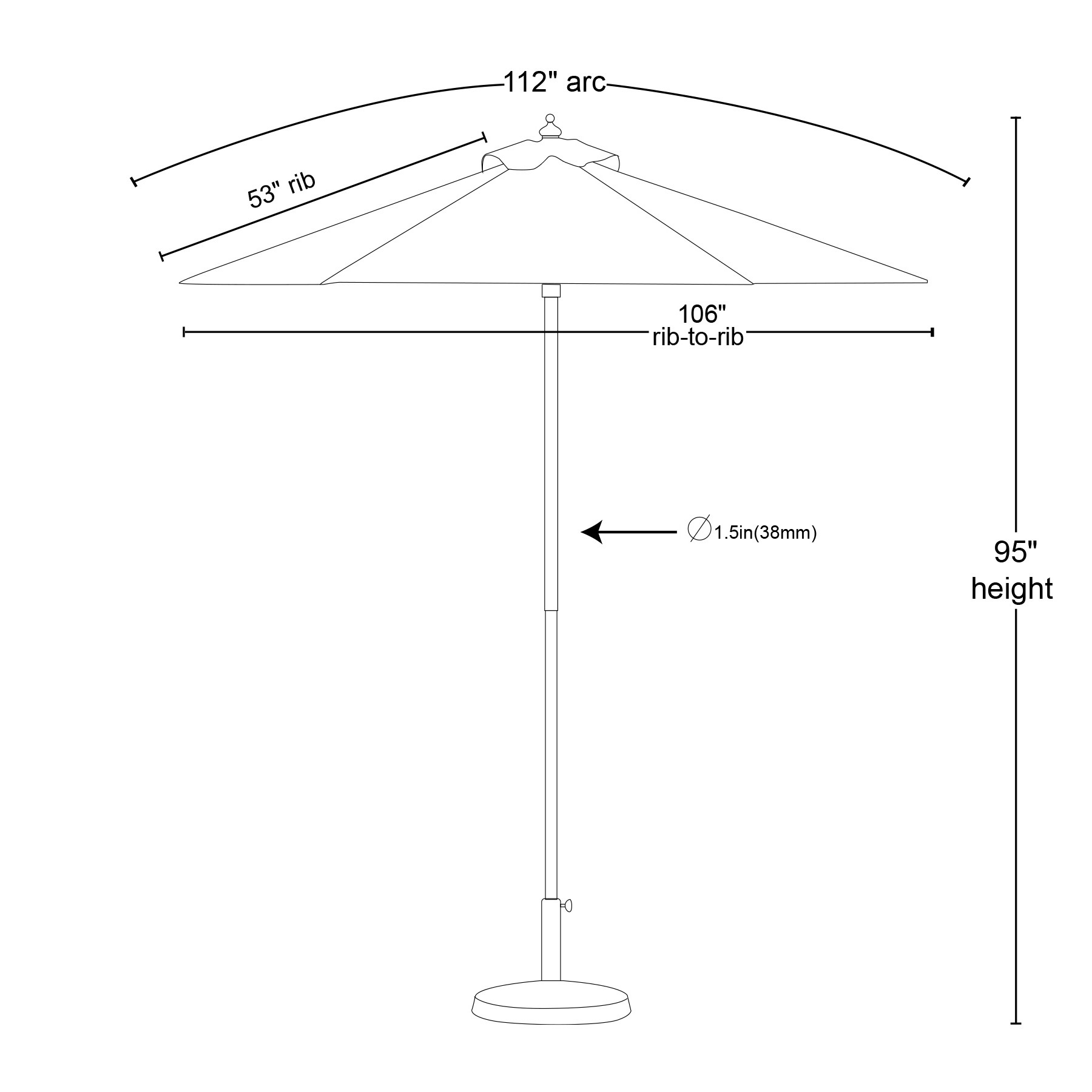 9' Heavy Duty 8 Panel Market Umbrella w/ Aluminum Pole & Frame