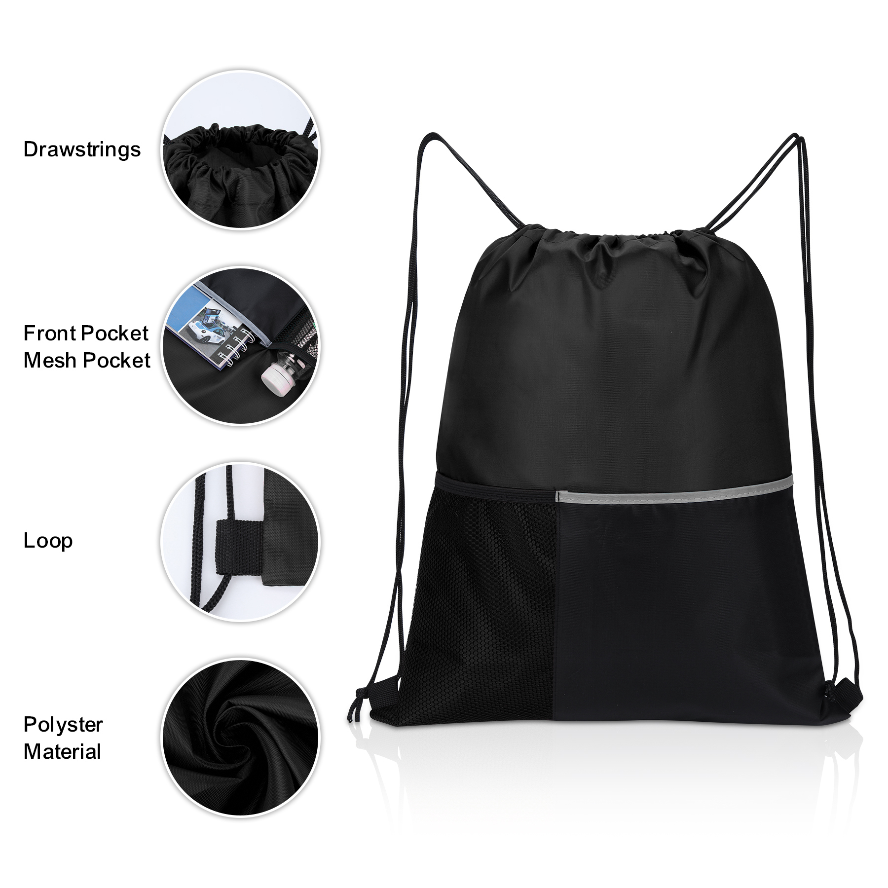 Dual Pocket Drawstring Bag