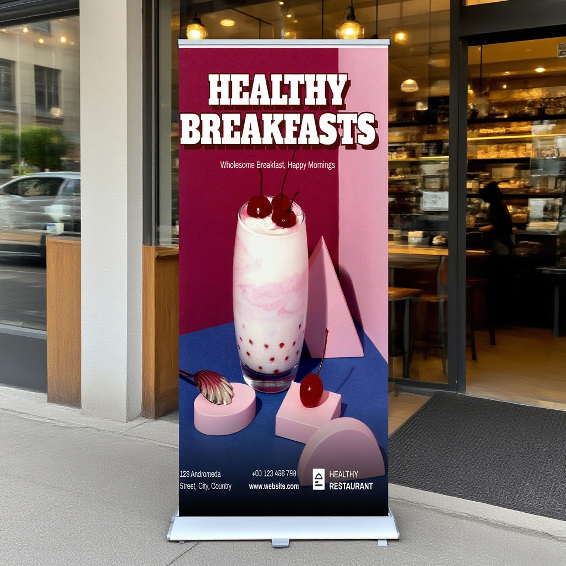 Premium Retractable Aluminum Banner Stand - 31.5" x 79" Graphic Display