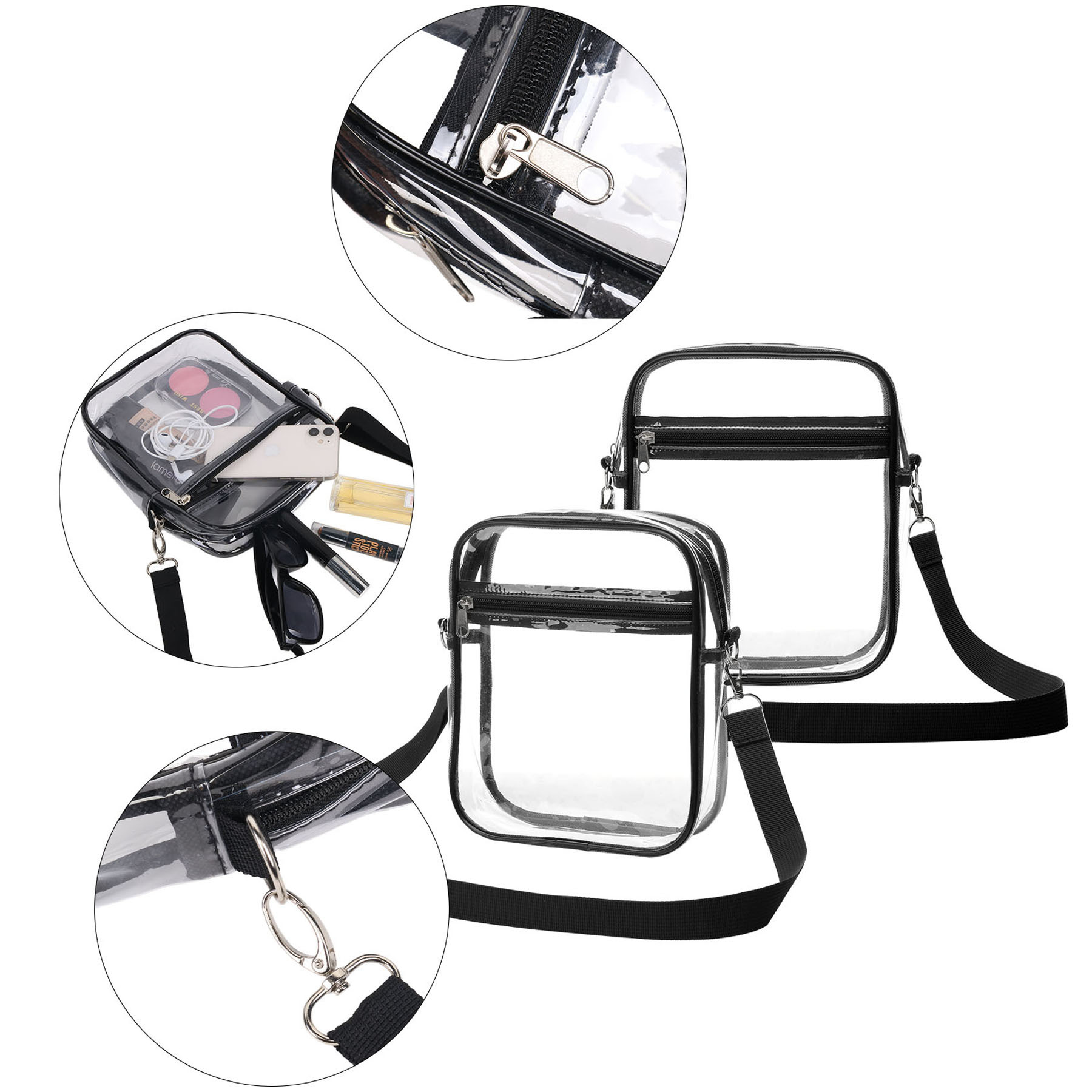 Transparent PVC Crossbody Stadium Bag