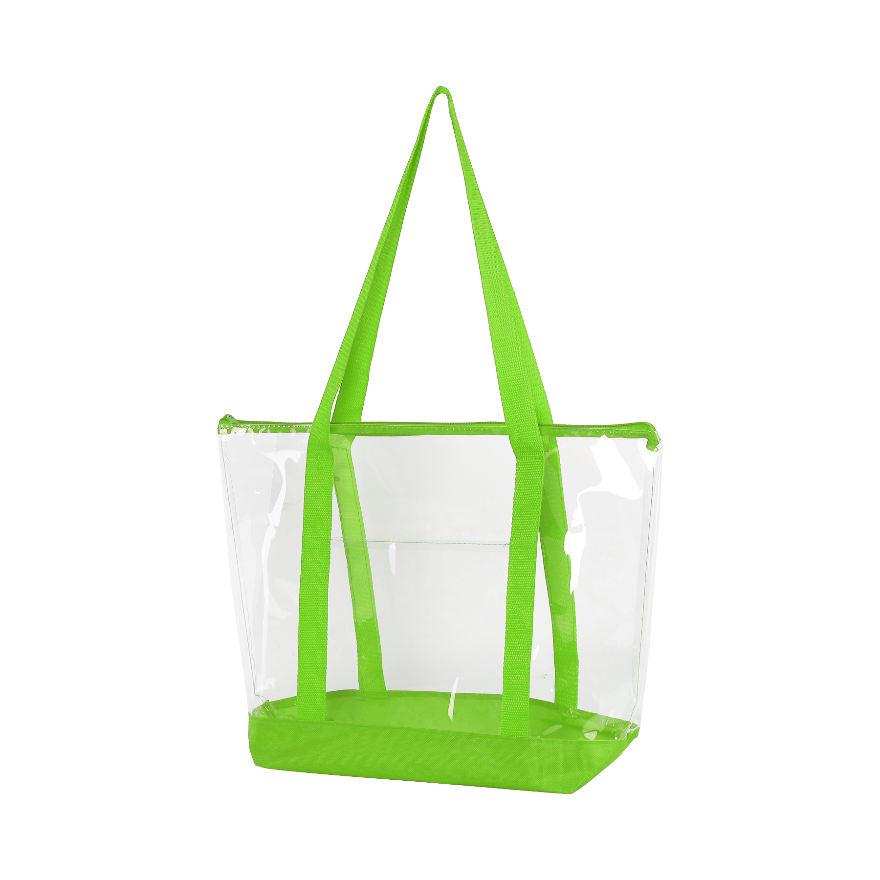 Transparent Zippered Tote Bag With Pocket