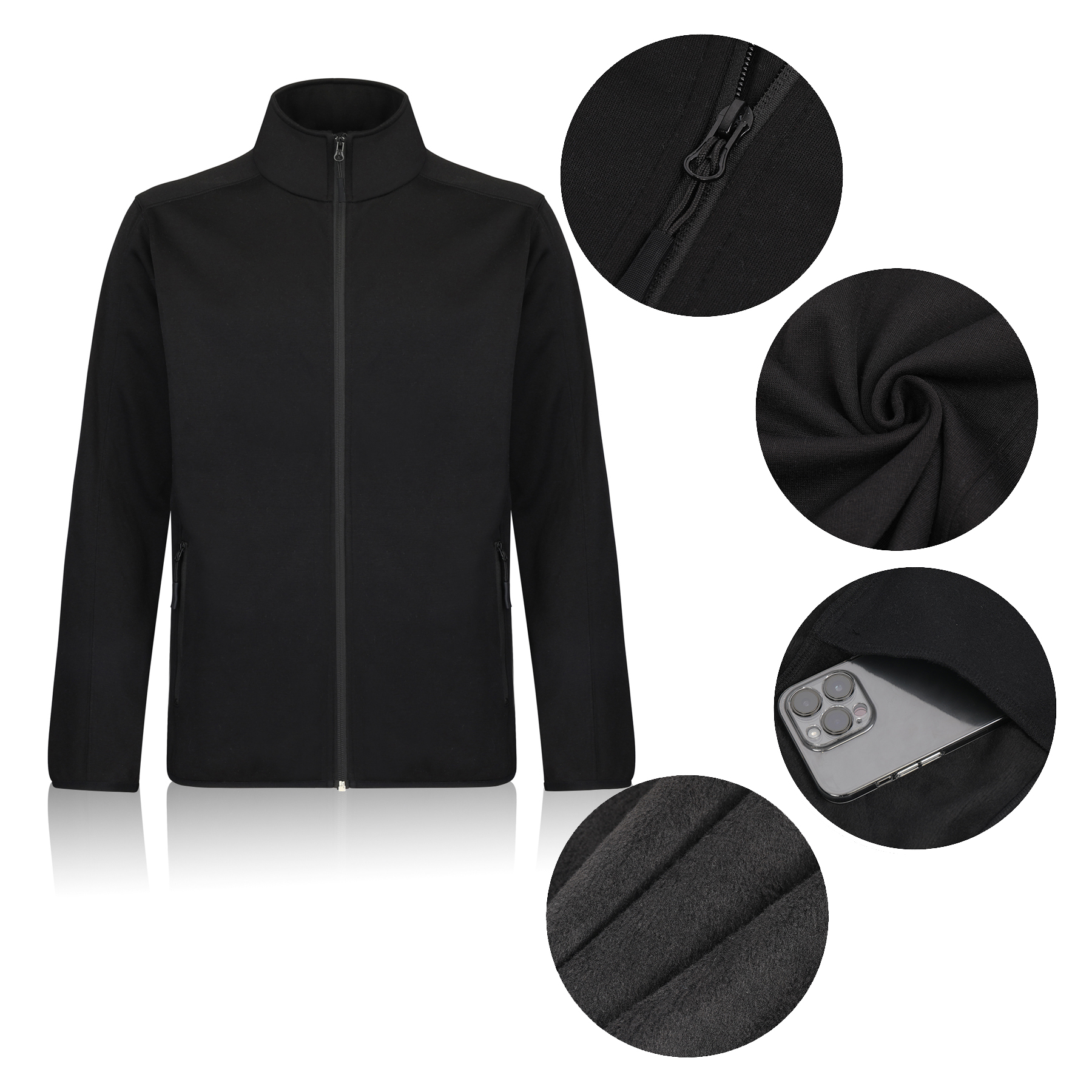 Men's Heathered Sweater Fleece Jacket
