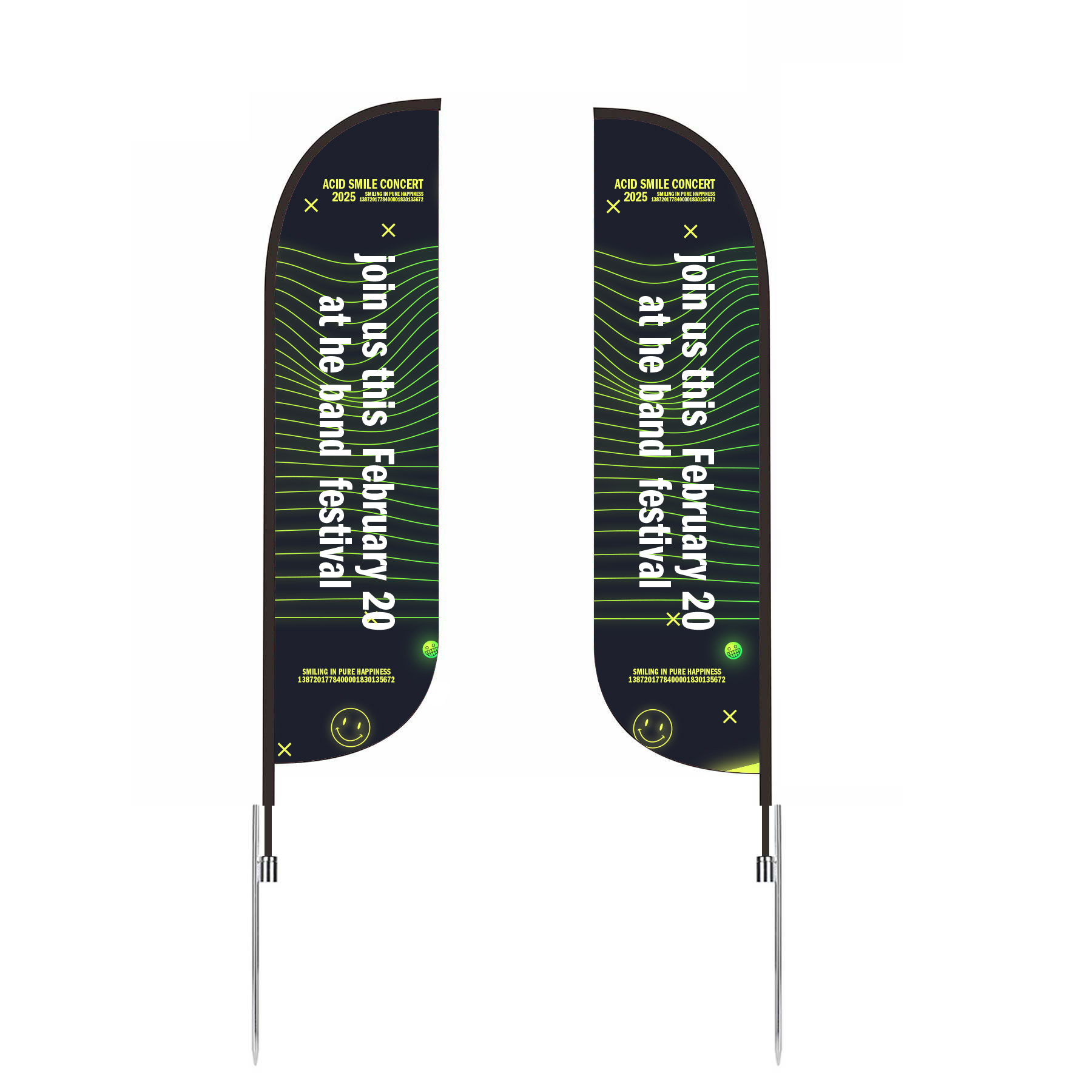 13' Double-Sided Custom Feather Flag with Spike Base – Knit Fabric