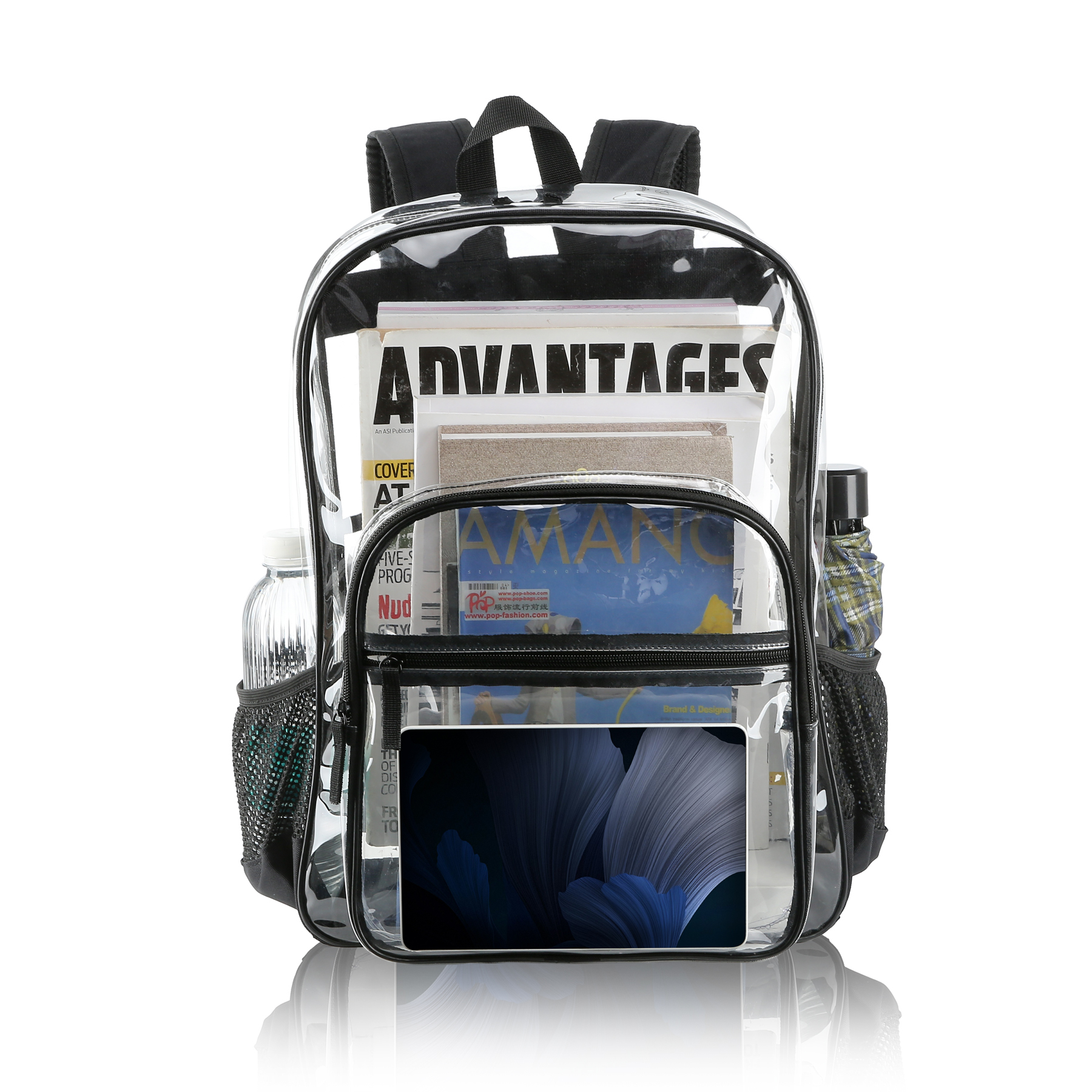 17.3-Inch High-Capacity Clear Backpack (0.4mm PVC)
