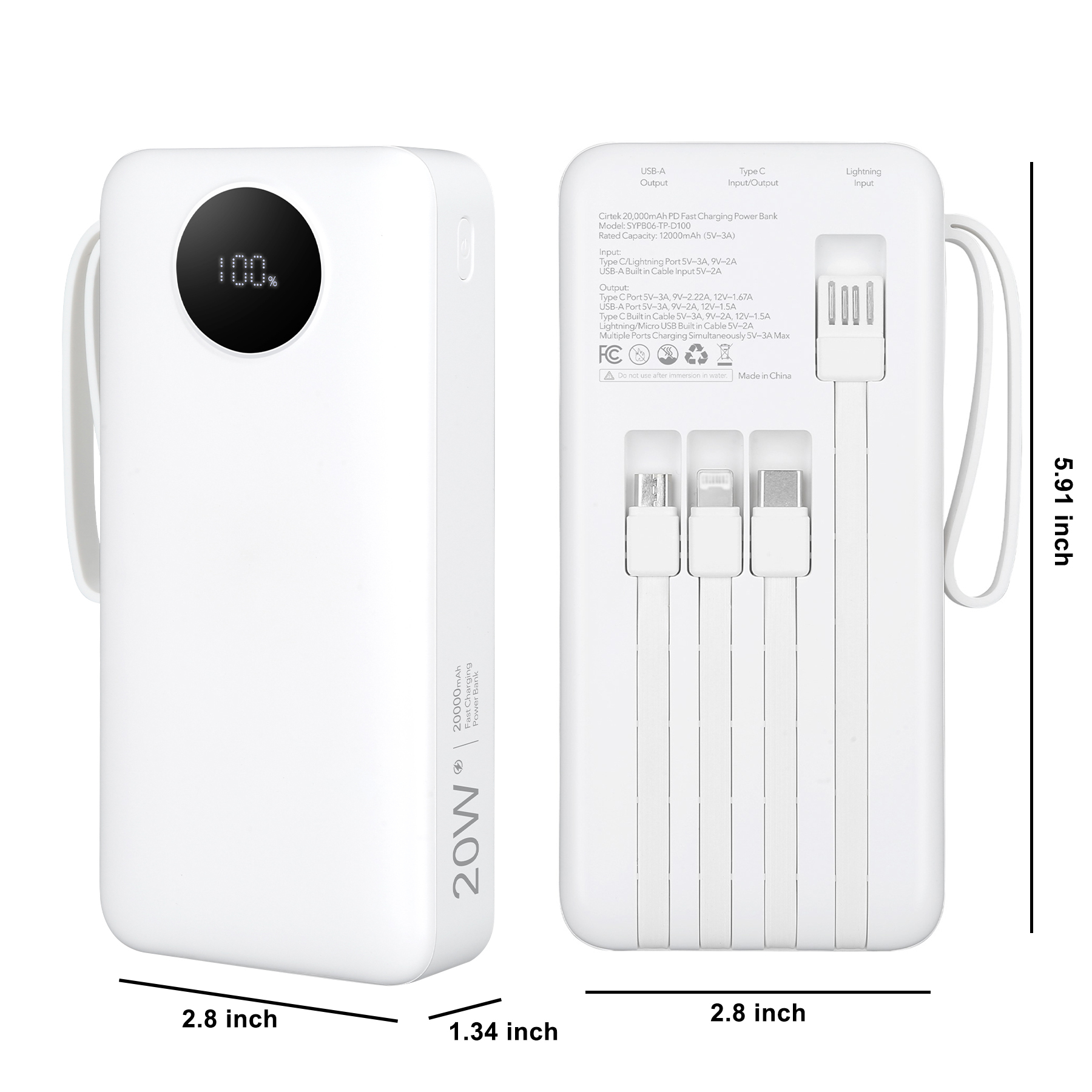 20,000mAh Fast-Charging Power Bank (PD Enabled)