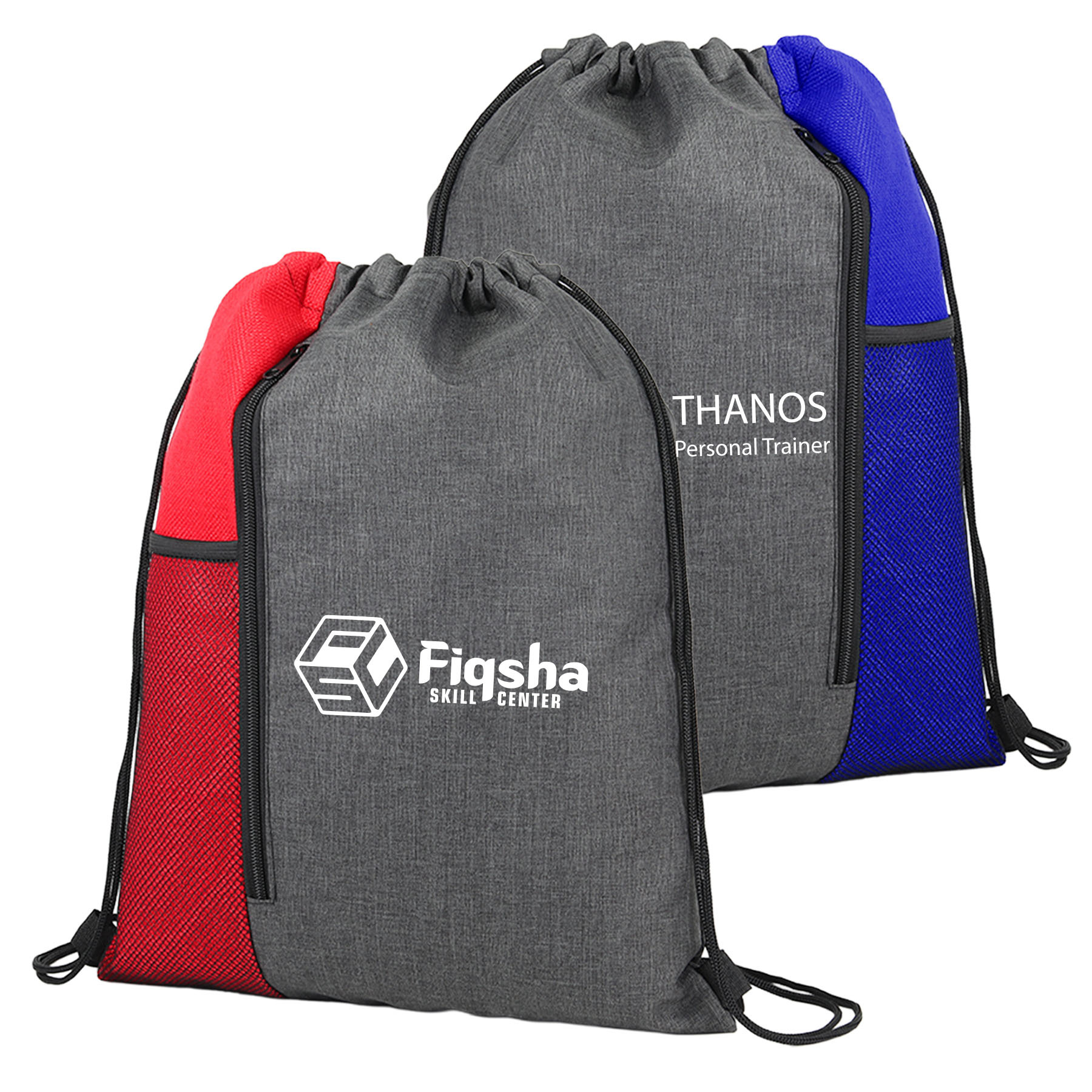 Vertical Access Drawstring Pack with Mesh Compartment