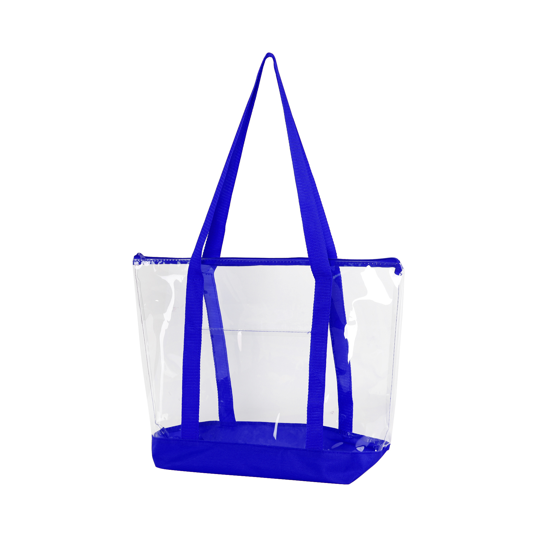 Transparent Zippered Tote Bag With Pocket