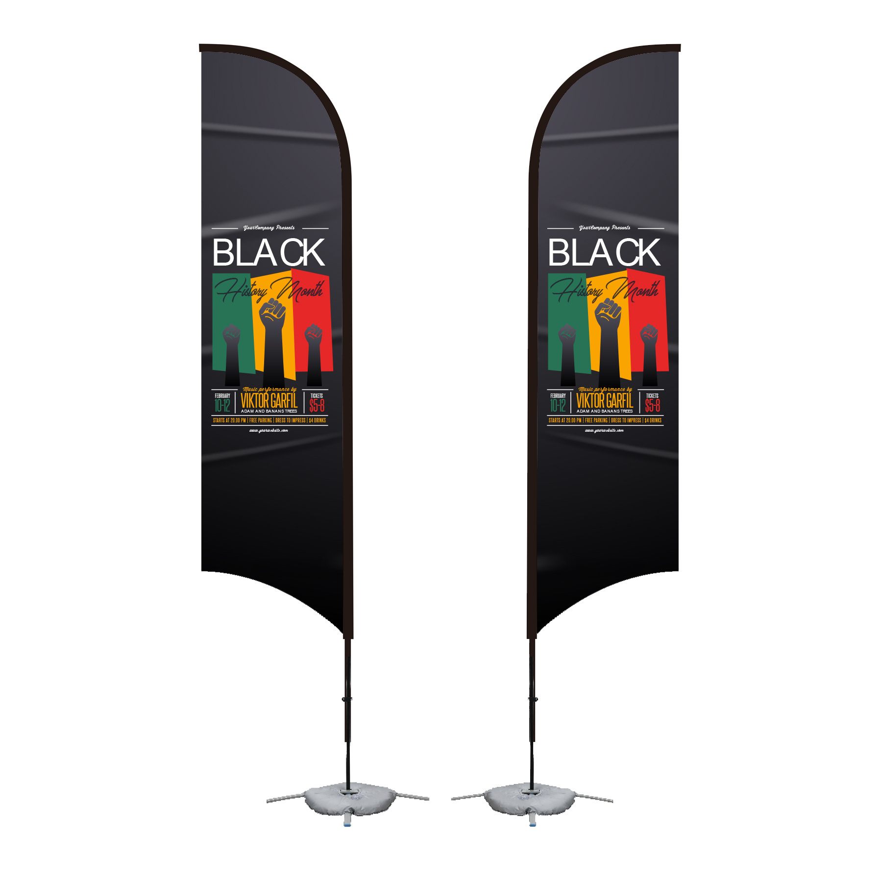 11' Feather Flag Kit-Double Sided W/ Cross Base