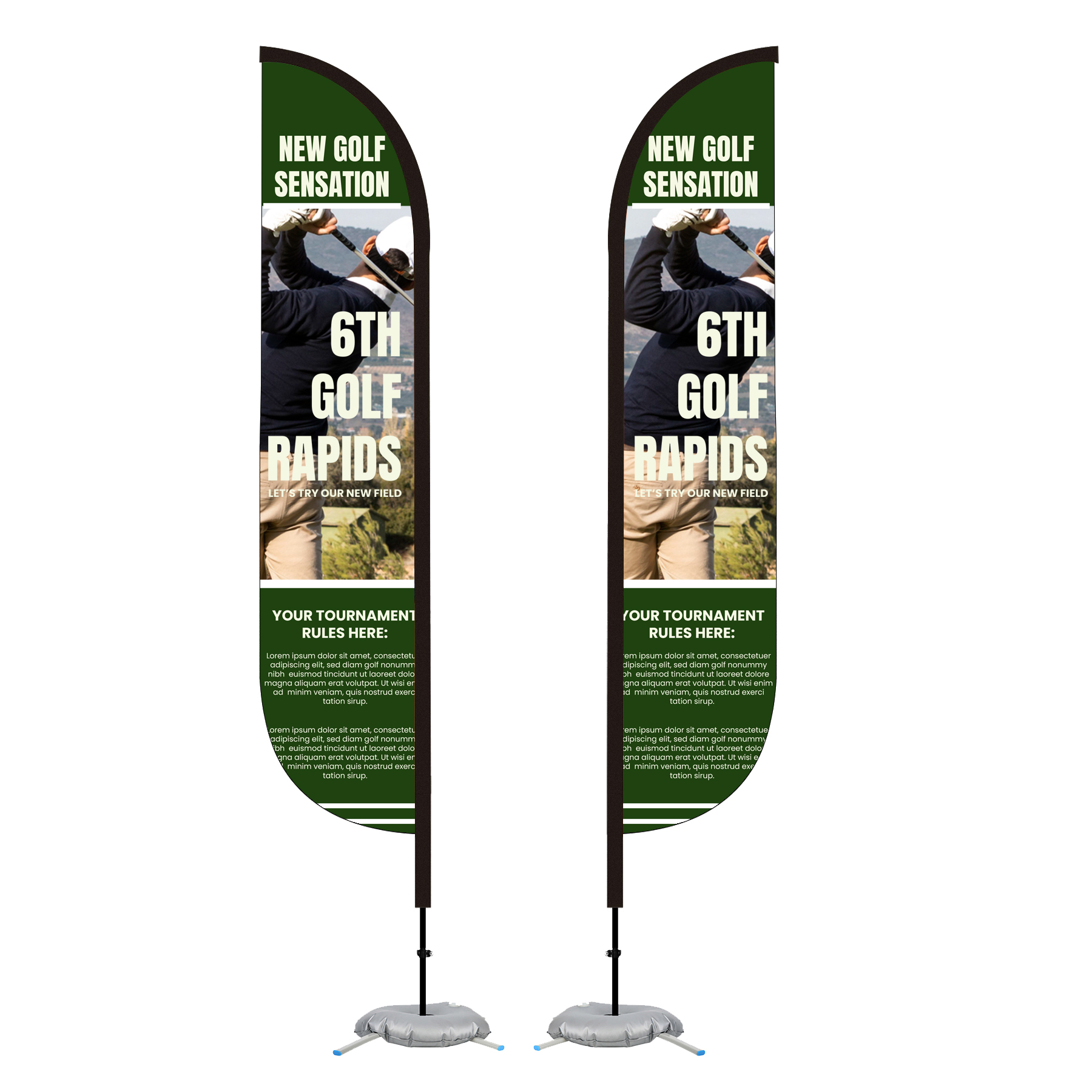 15' Double - Sided Feather Flag Kit with Cross Base & Water Bag