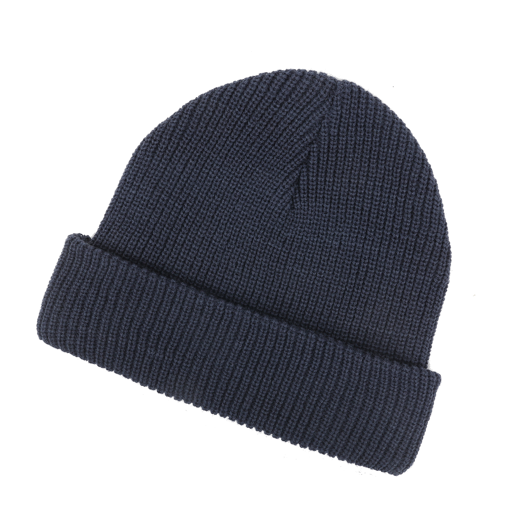 Knit Winter Hat with Leather-Look Brand Patch