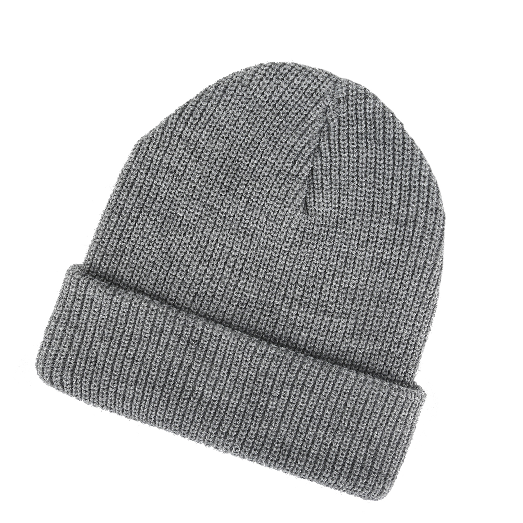 Knit Winter Hat with Leather-Look Brand Patch