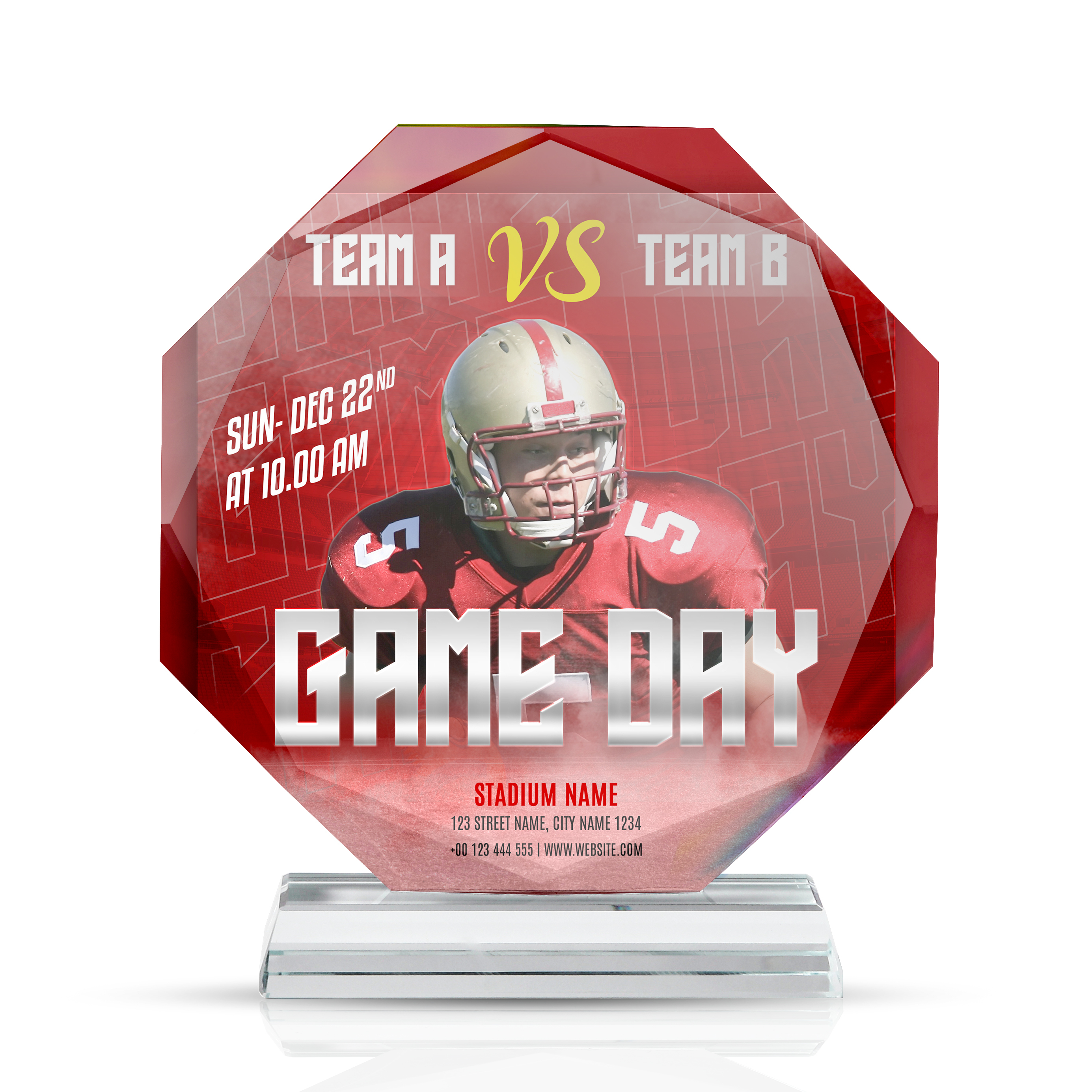 Round Faceted Crystal Award with Clear Base