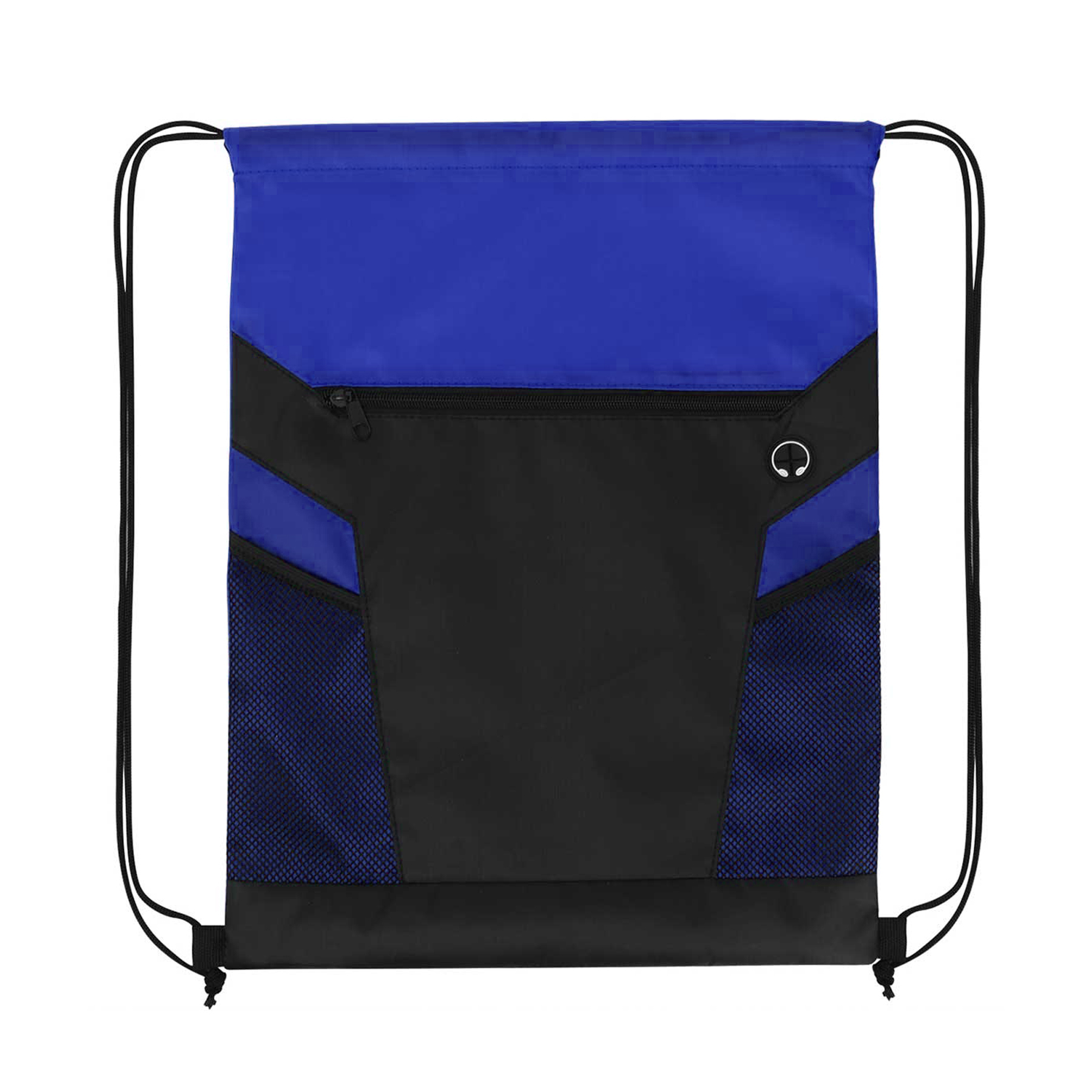 Zippered Drawstring Bag With Mesh Pockets