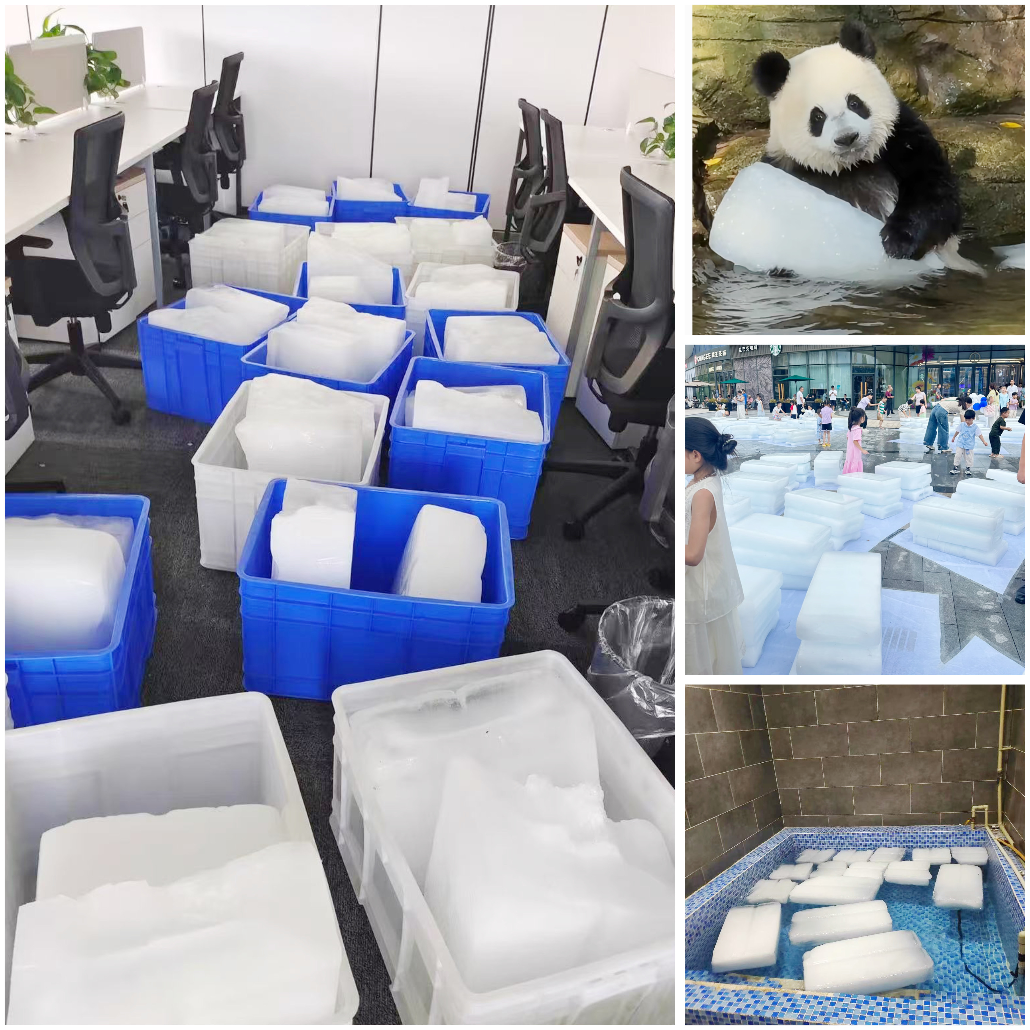 Industrial block ice used for seafood preservation and cold chain logistics