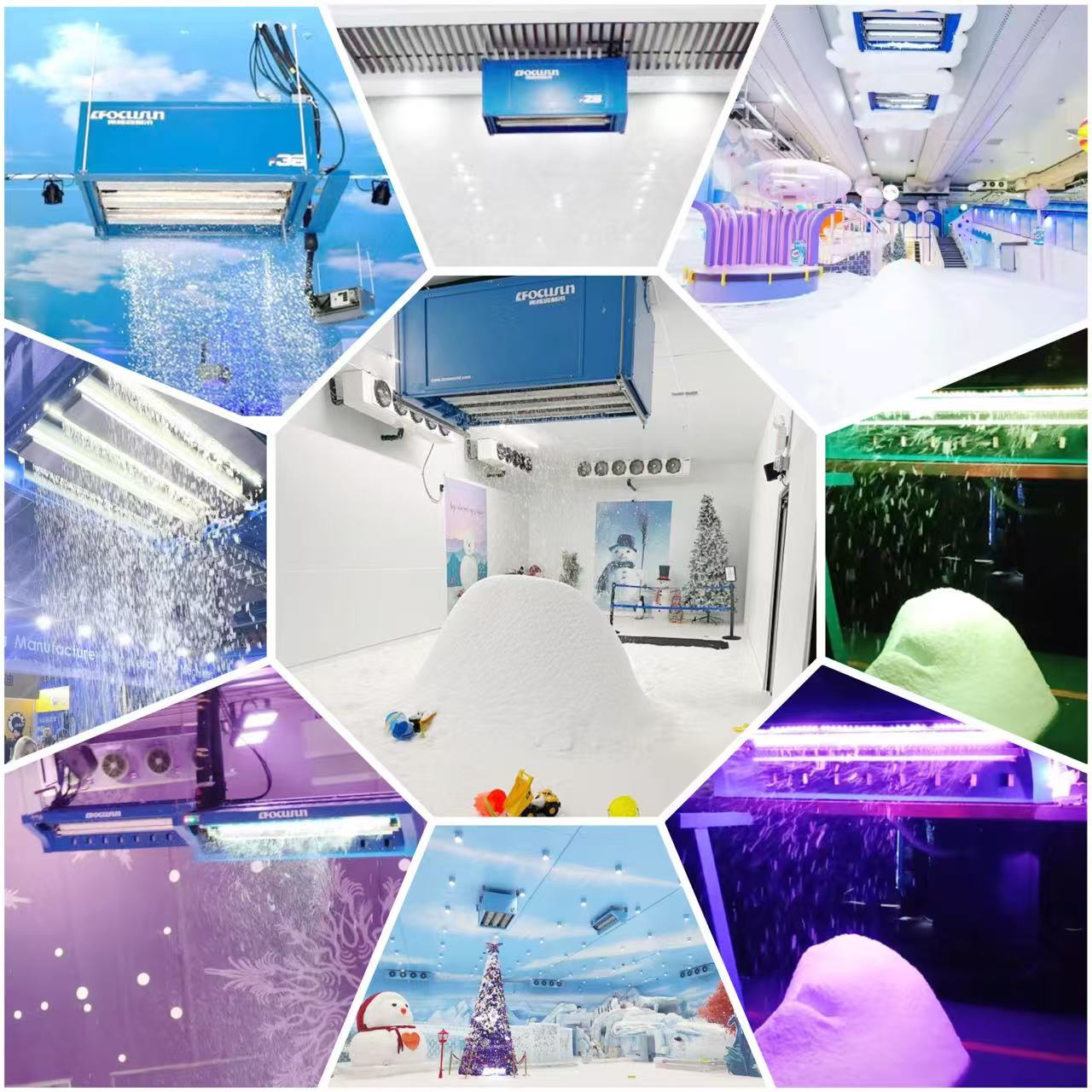 Indoor snow playgrounds using Focusun artificial snow system for year-round snowy experience