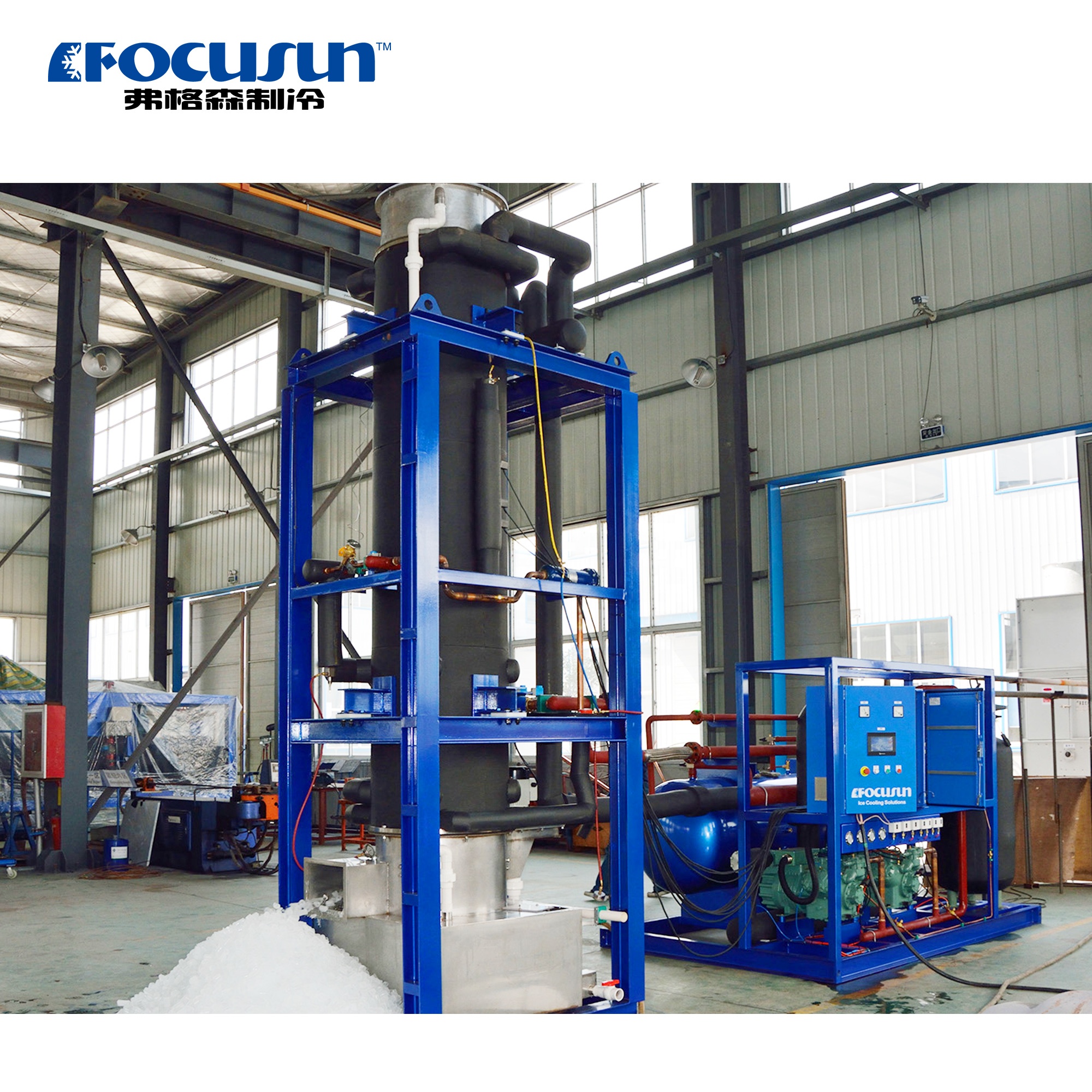Industrial tube ice machine for seafood transportation and long-distance storage