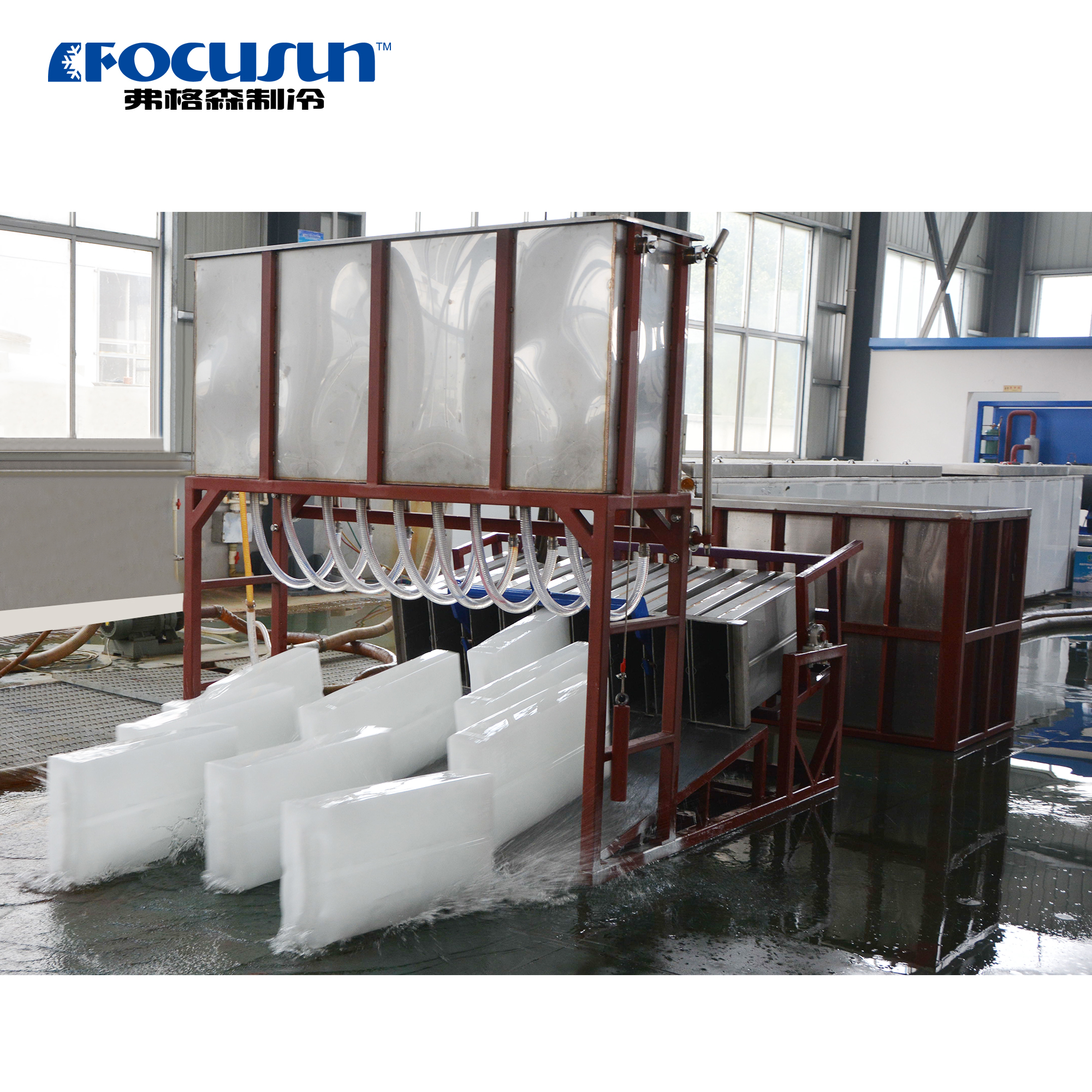 Focusun industrial brine system block ice machine for large-scale seafood cooling