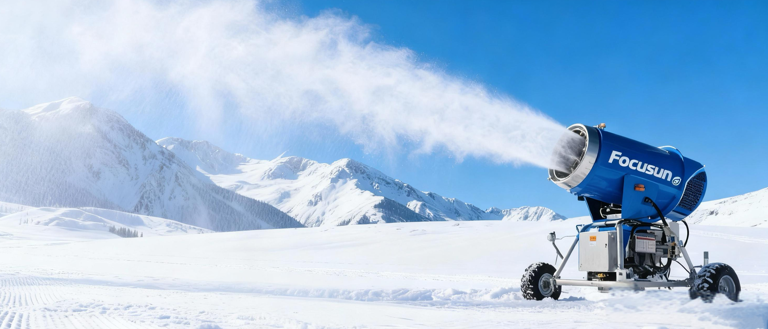 All-weather snow cannon for ski resort operations capable of producing up to 5000 cubic meters of snow daily.