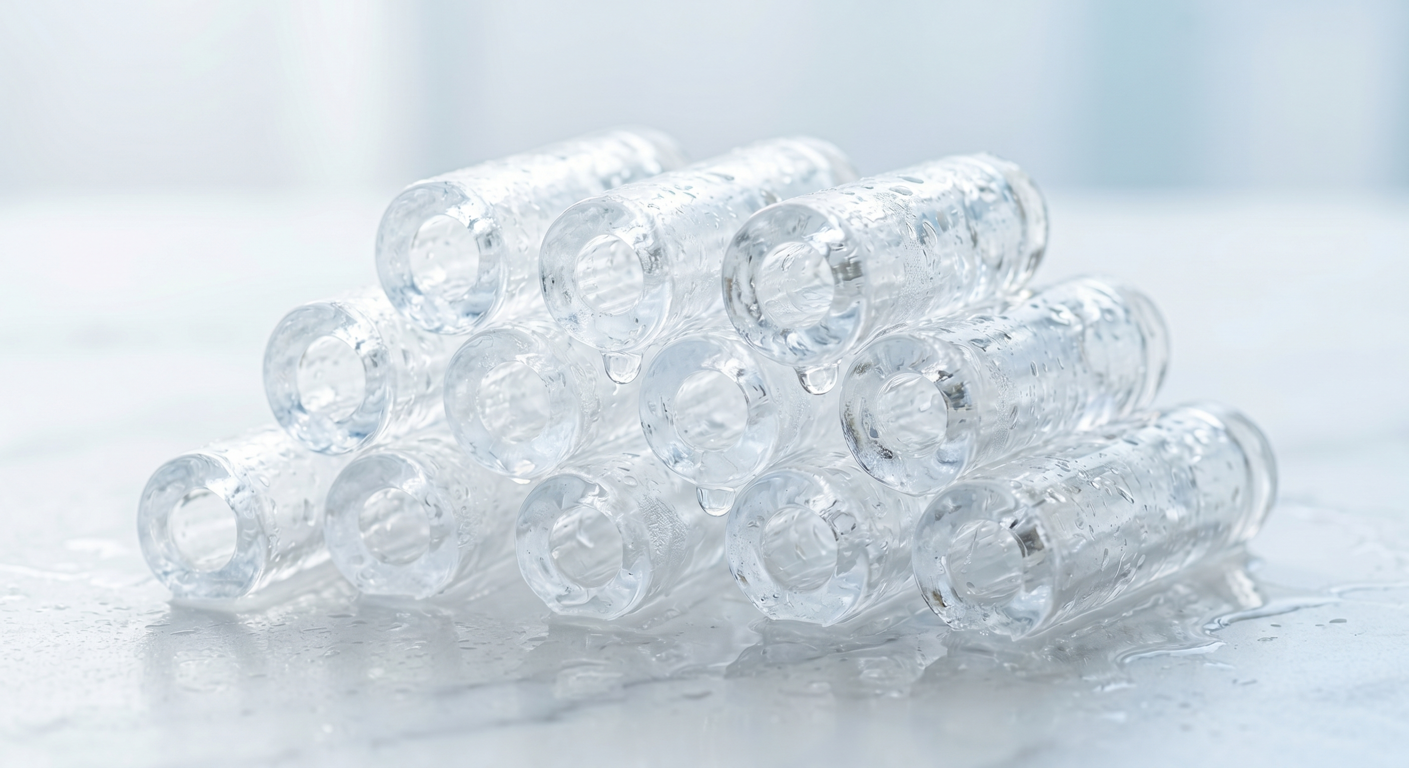 Focusun transparent hollow tube ice with a slow melt rate for efficient seafood and fish preservation.
