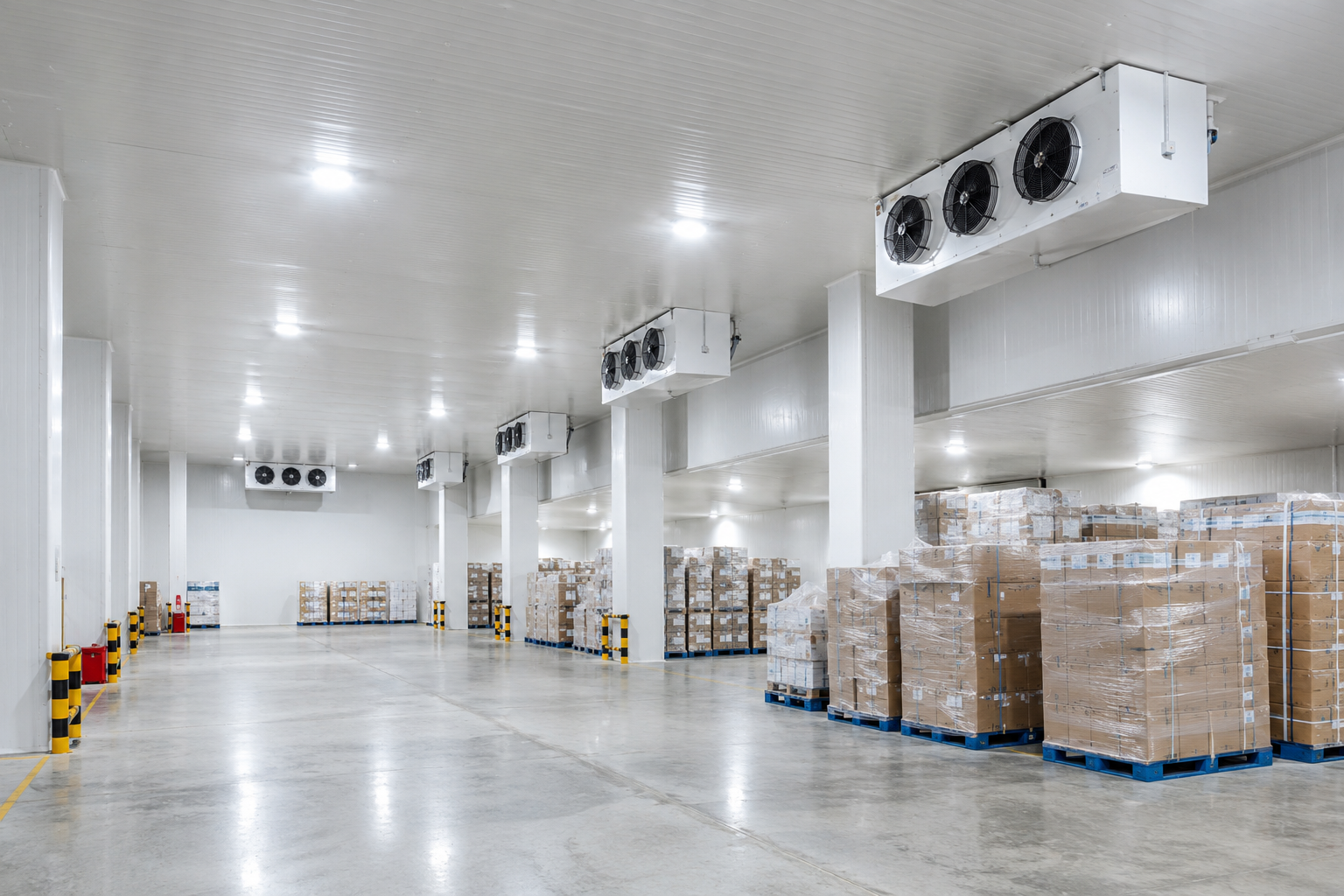 200 square meters commercial cold room with product storage racking