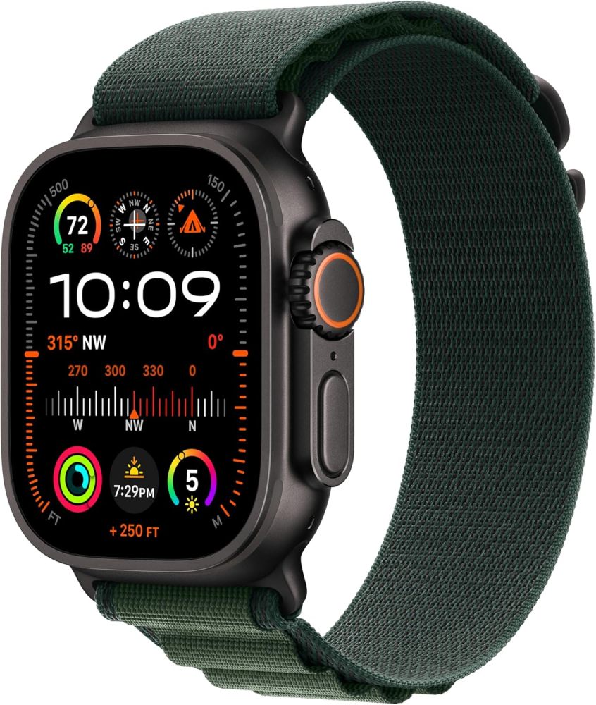 Apple Watch Ultra 2 [GPS + Cellular 49mm] Smartwatch, Sport Watch with Black Titanium Case with Black Titanium Milanese Loop - Small. Fitness Tracker, Precision GPS, Action Button, Carbon Neutral