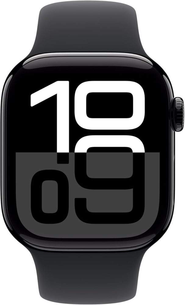 Apple Watch Series 10 [GPS + Cellular 42mm case] Smartwatch with Jet Black Aluminium Case with Black Sport Band - S/M. Fitness Tracker, ECG App, Always-On Retina Display, Water Resistant