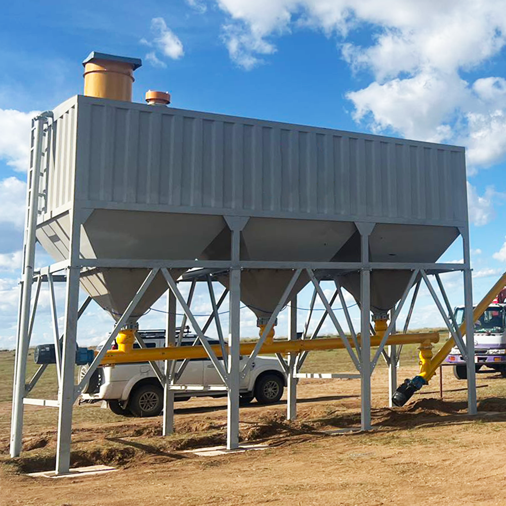 60tons Horizontal Cement Silo On working with Concrete plant