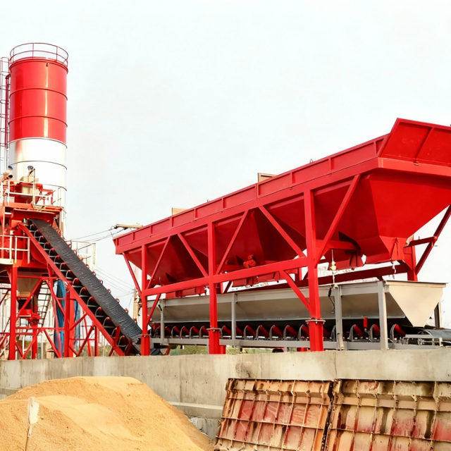 HLS50 Model Conveyor Belt aggregate loading CONCRETE MIXING STATION