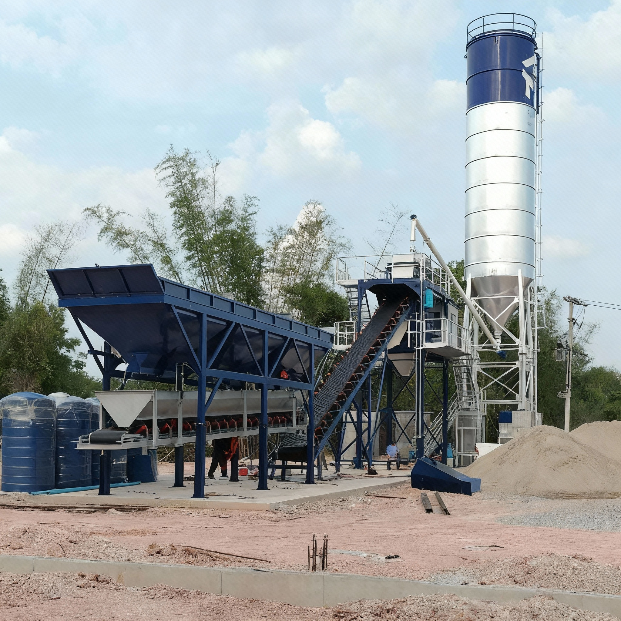 HLS50， 1CUBIC METERS MIXER， Concrete Mixing Plant