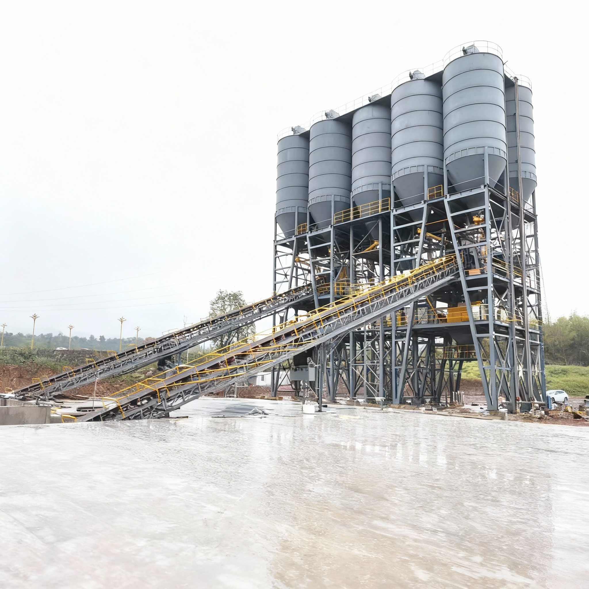 Double 240cubic meters model concrete mixing plant - Inside