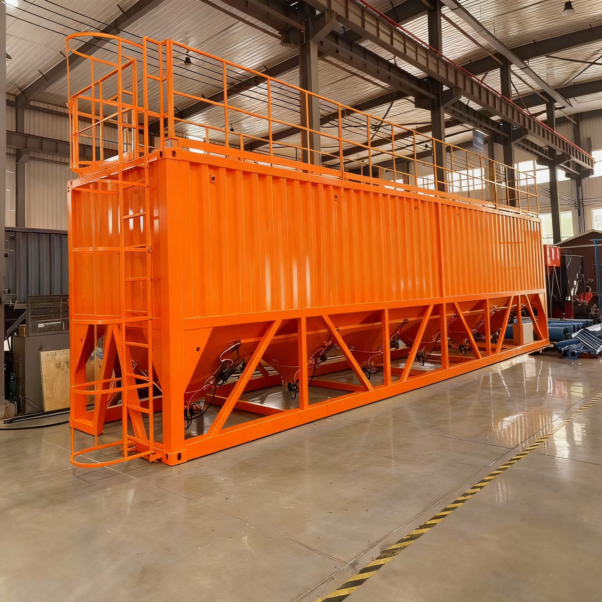 Horizontal cement silo that can be directly exported as a container