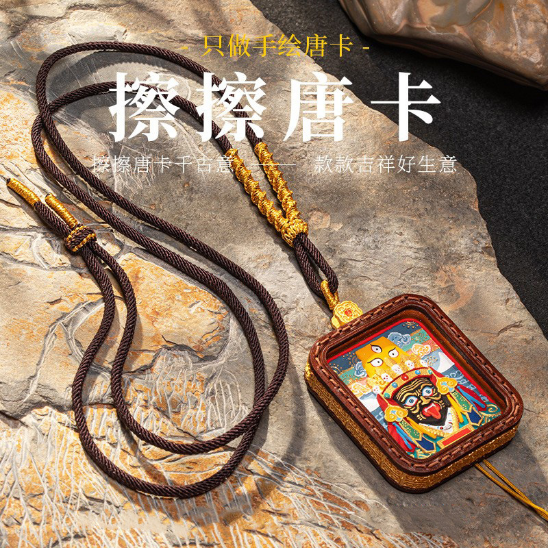 Cultural and Creative Cleaning Tangka hand drawn Manjusri pharmacist pendant necklace