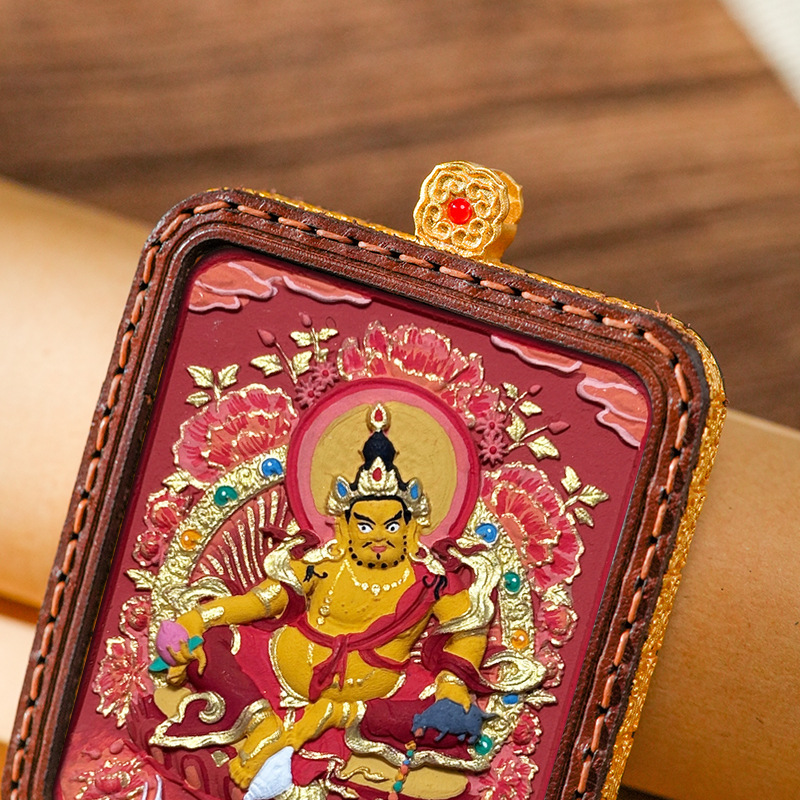 Cultural and Creative Cleaning Tangka hand drawn Manjusri pharmacist pendant necklace