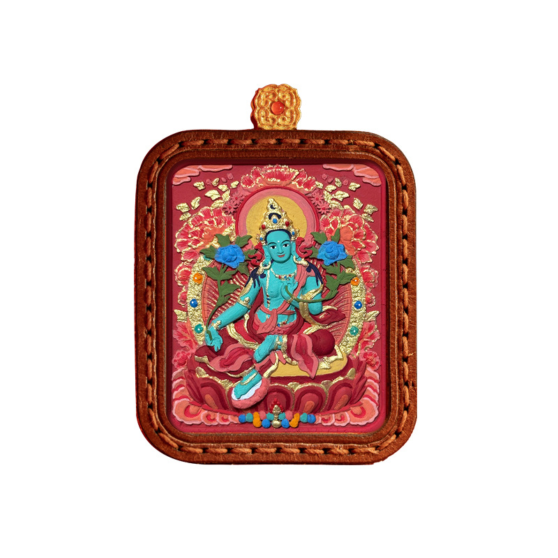 Cultural and Creative Cleaning Tangka hand drawn Manjusri pharmacist pendant necklace