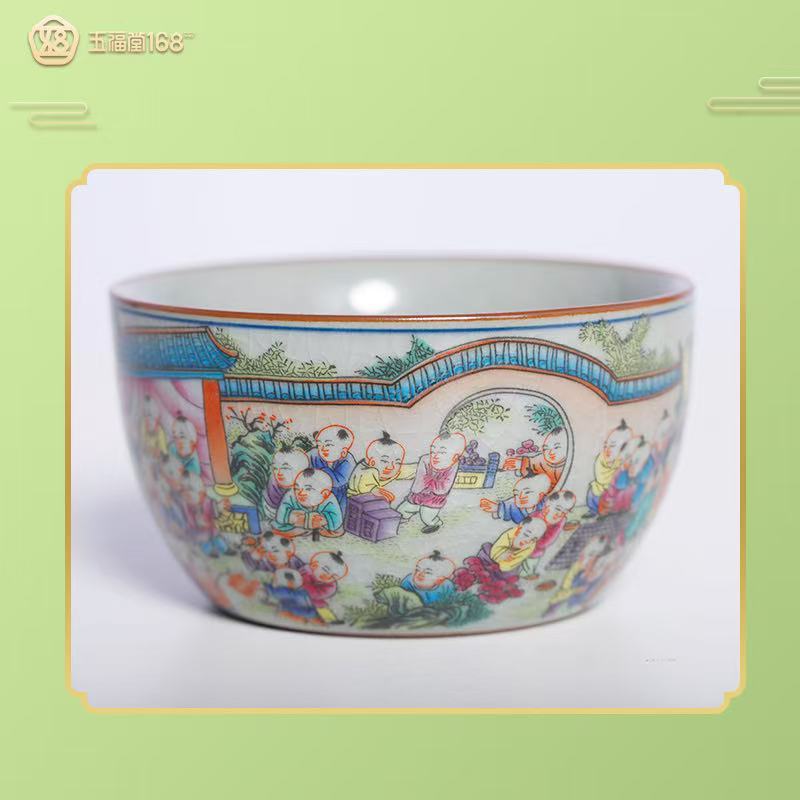 Cultural and creative tea cups, hundred cups, happy and fulfilling, with a family full of descendants