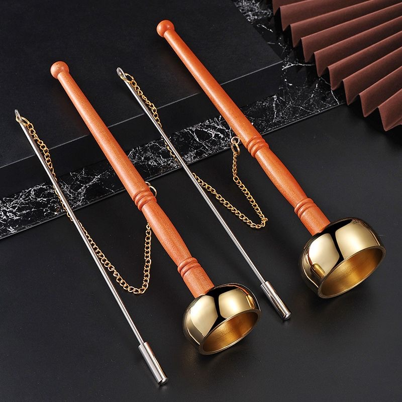 Wooden handle bell, extendable and retractable, used to celebrate temple ceremonies, ritual instruments, wooden handle for reciting Buddha's teachings, and wooden fish music supplies