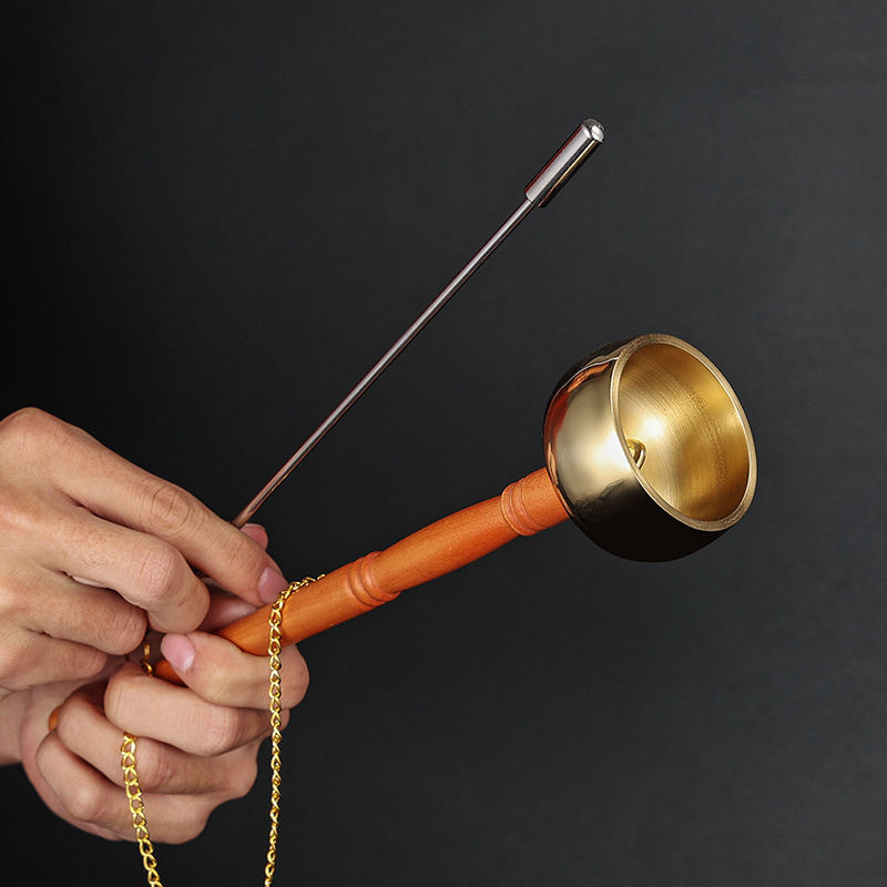 Wooden handle bell, extendable and retractable, used to celebrate temple ceremonies, ritual instruments, wooden handle for reciting Buddha's teachings, and wooden fish music supplies