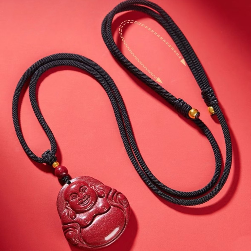 Cinnabar Purple and Gold Sand Maitreya Buddha Smiling Buddha Big Belly Buddha Pendant