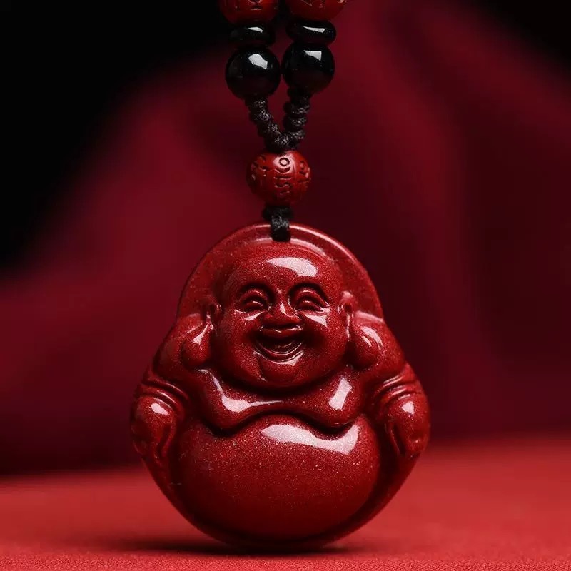 Cinnabar Purple and Gold Sand Maitreya Buddha Smiling Buddha Big Belly Buddha Pendant