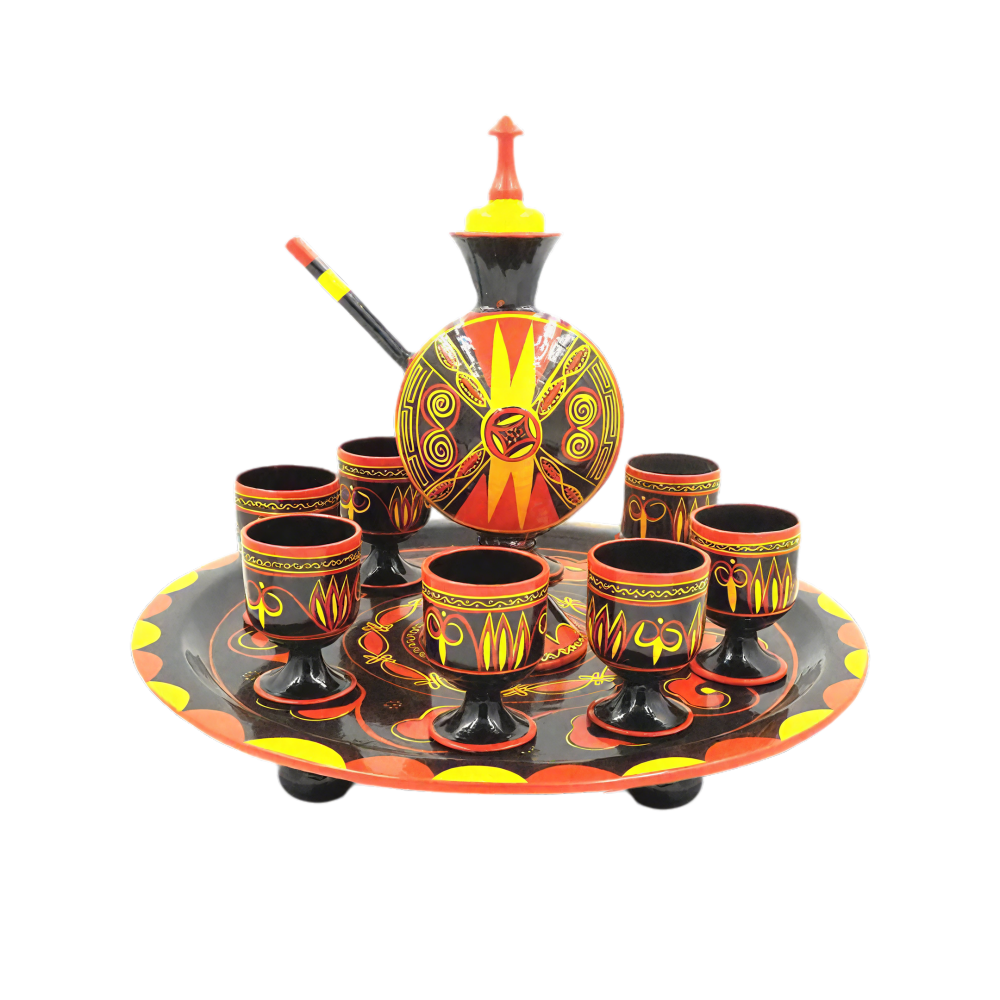 Yi ethnic intangible cultural heritage painted crafts lacquerware cups Sichuan ethnic characteristics