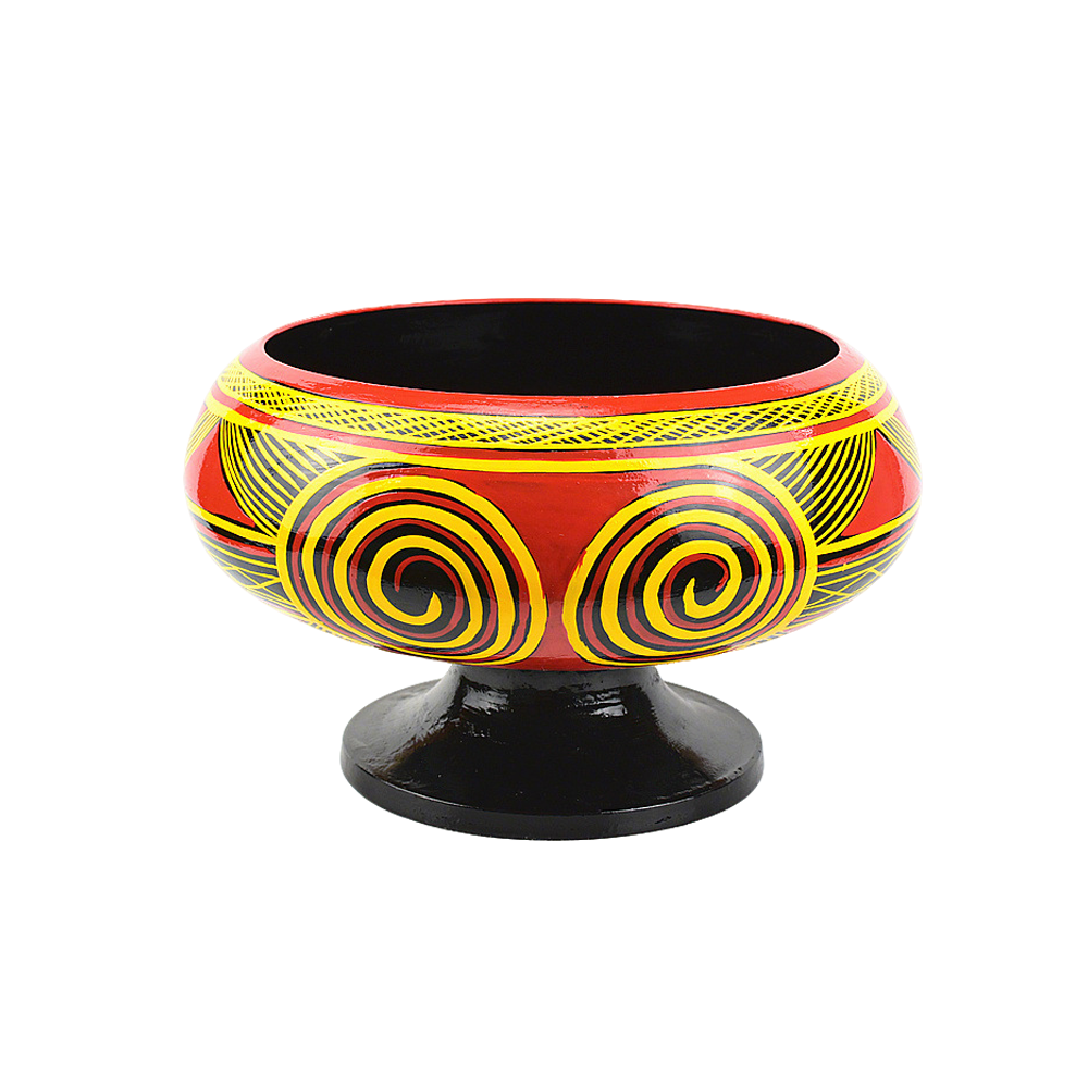 Sichuan Liangshan Yi ethnic intangible cultural heritage painted crafts, wooden Ke hand-painted lacquerware, soup bowl, home decoration