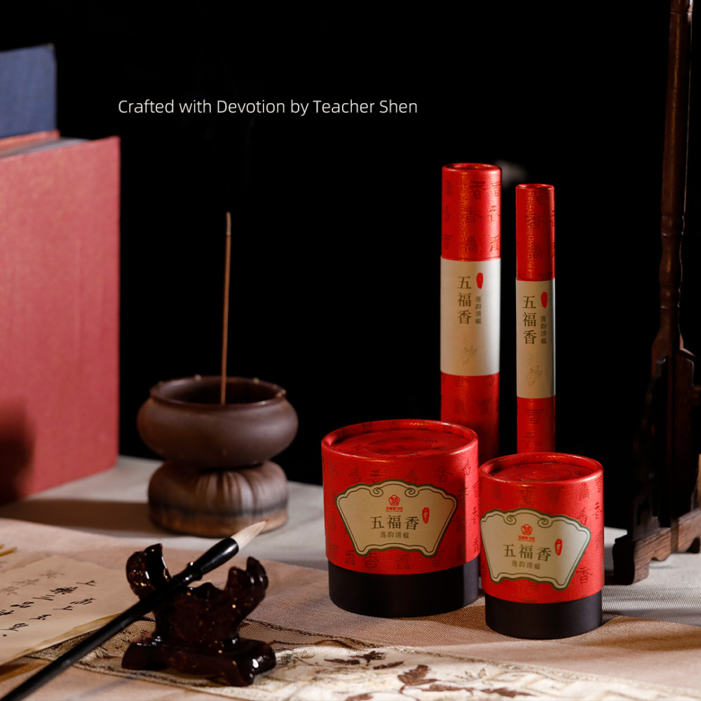 Wufu Taoist Calming Incense Sticks – Natural Herbal Blend for Meditation, Purification & Blessings