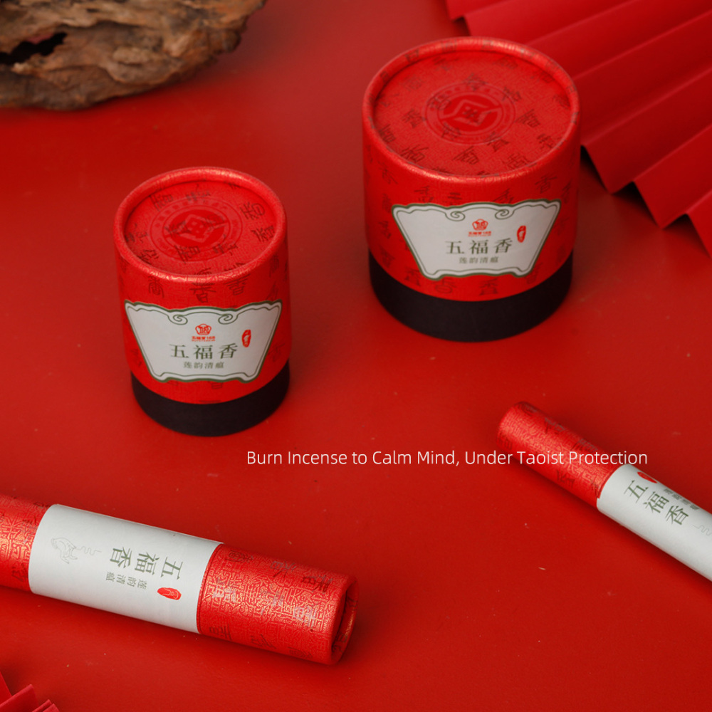 Wufu Taoist Calming Incense Sticks – Natural Herbal Blend for Meditation, Purification & Blessings