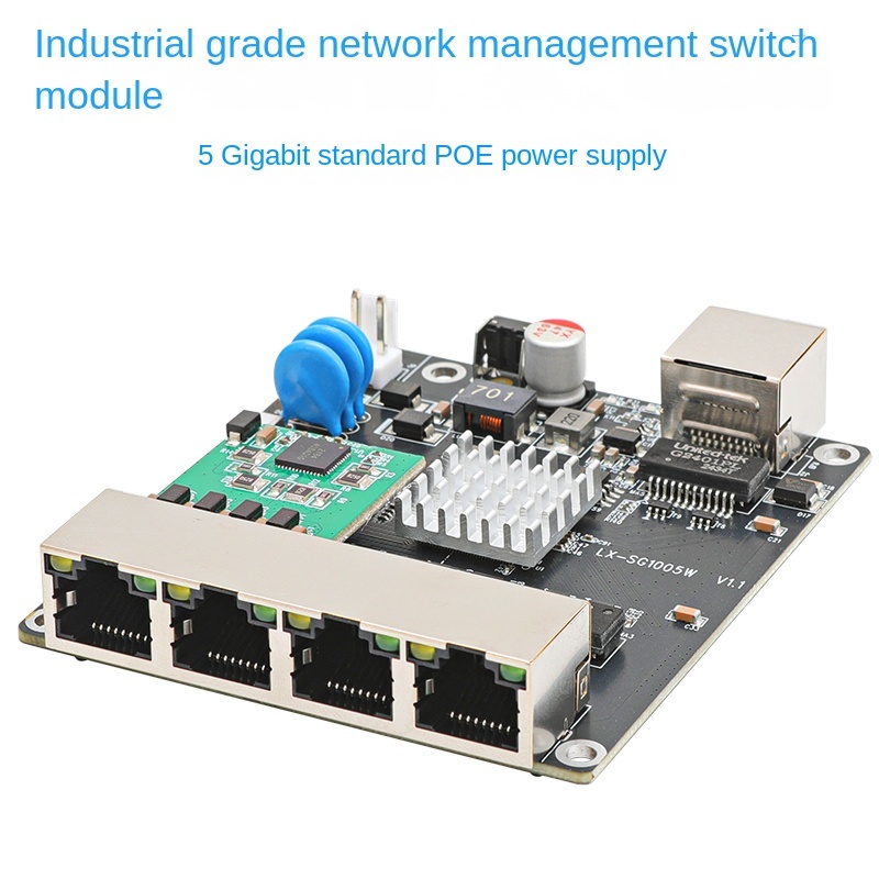 5-port network management PoE switch module