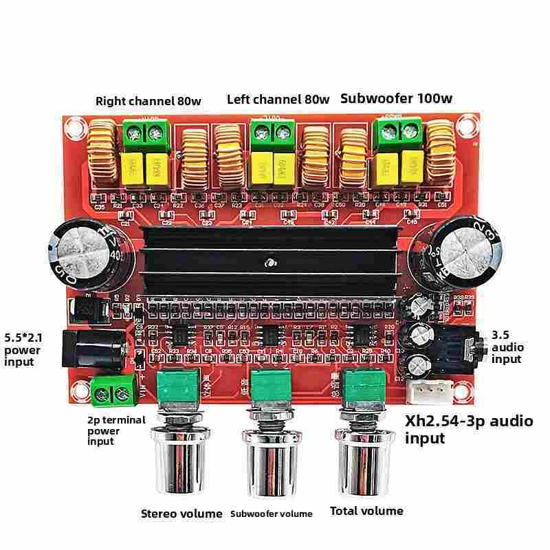 2.1 Channel HiFi Audio Amplifier Board TPA3116D2x2 | 24V DC 200W+100W Subwoofer Digital Power Module